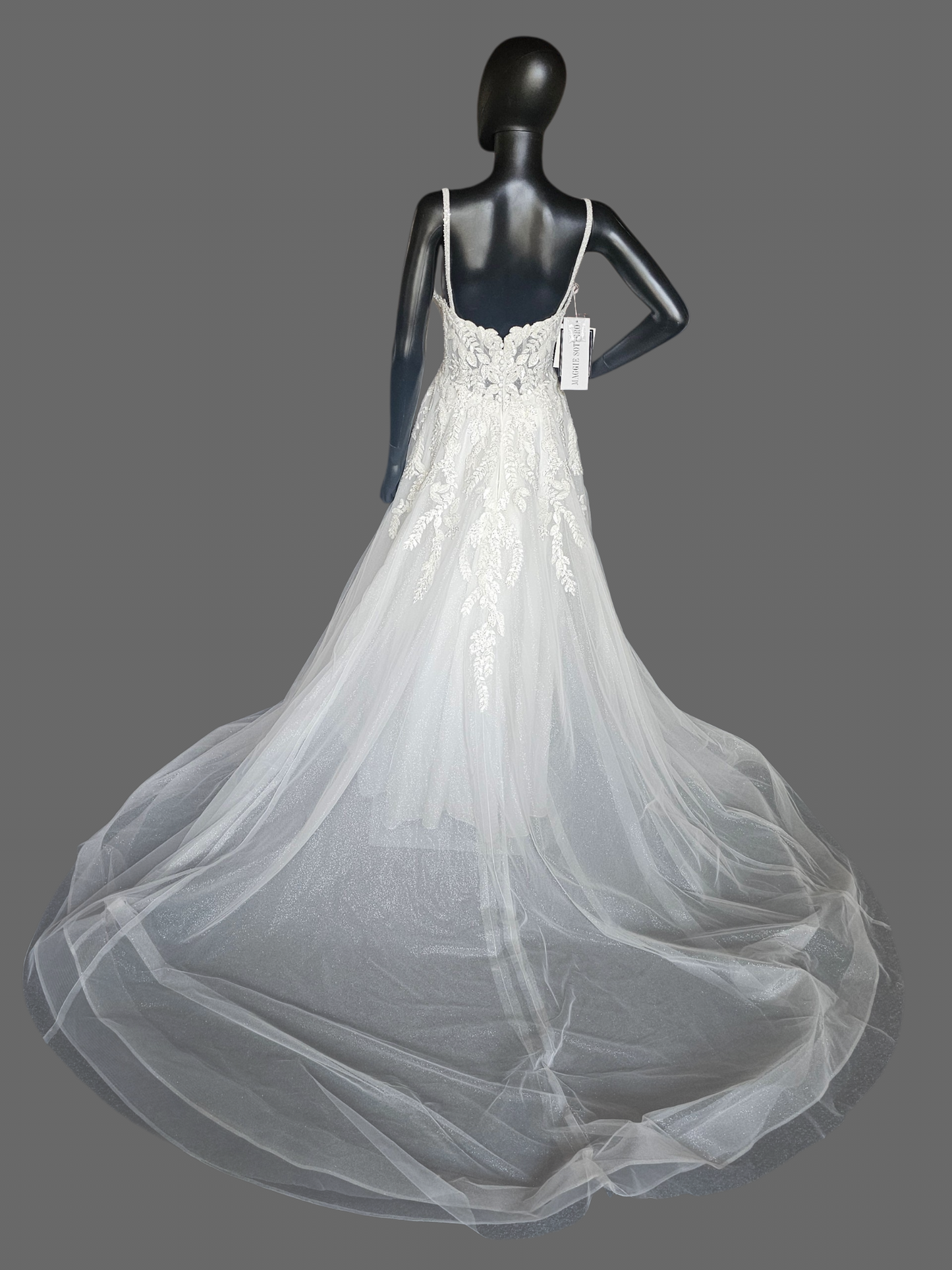 Ivory Sweetheart Floral Sparkle Mesh A-Line Wedding Gown - Rebecca Ingram