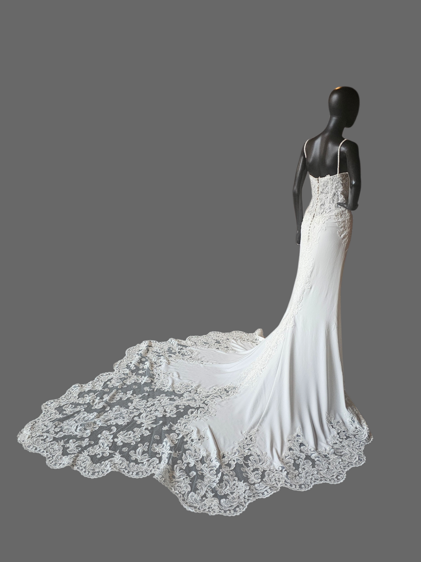Lace Bodice/Crepe Fitted Wedding Gown - Martin Thornburg