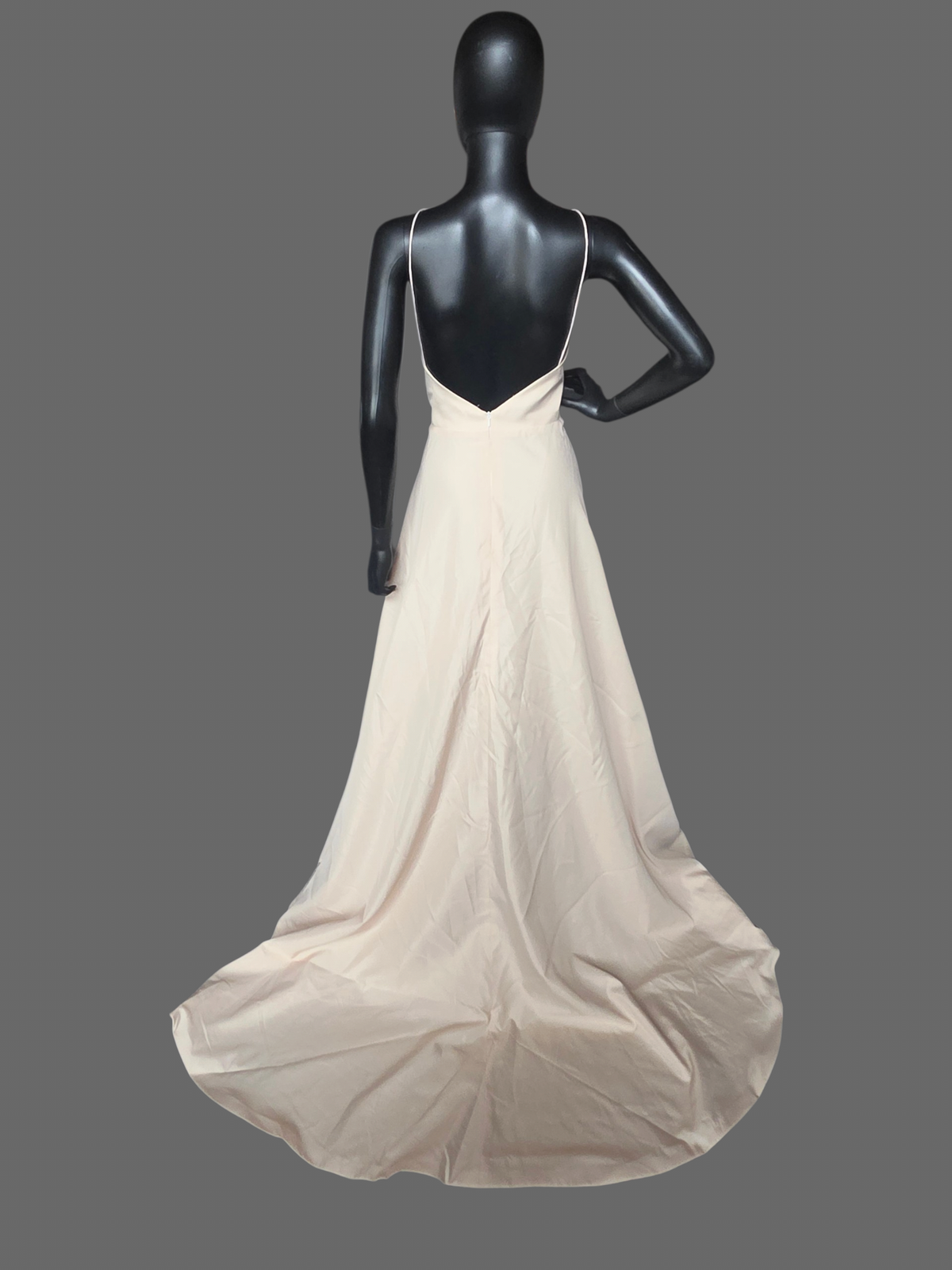 Ivory/Nude 3-Look Lace Plunge Sparkle A-Line Wedding Gown W/Detatch Sleeve - Martin Thornburg