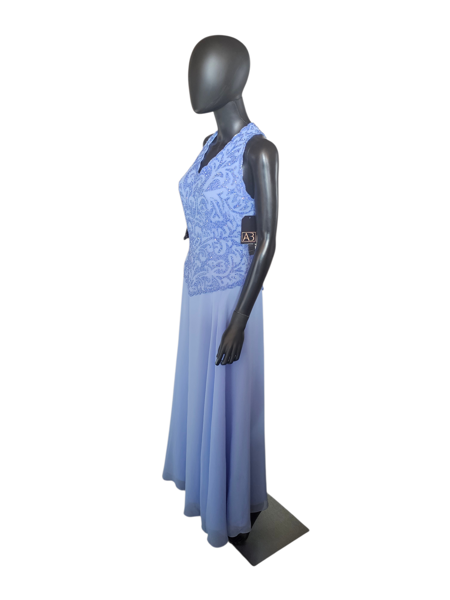 Periwinkle Beaded Halter Formal Dress - JKARA New York - NWT