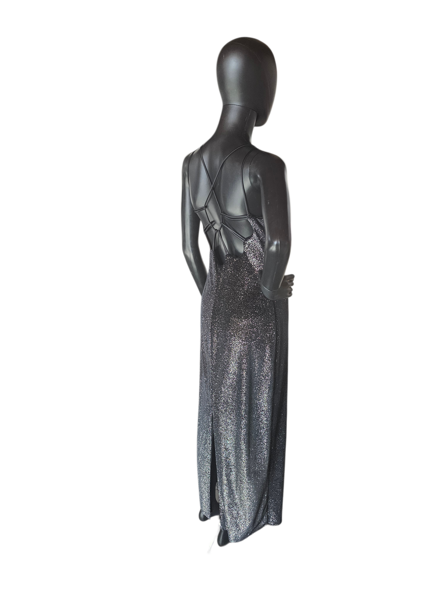 Black Velvet Glitter Halter Prom/Party Dress - Afortiori