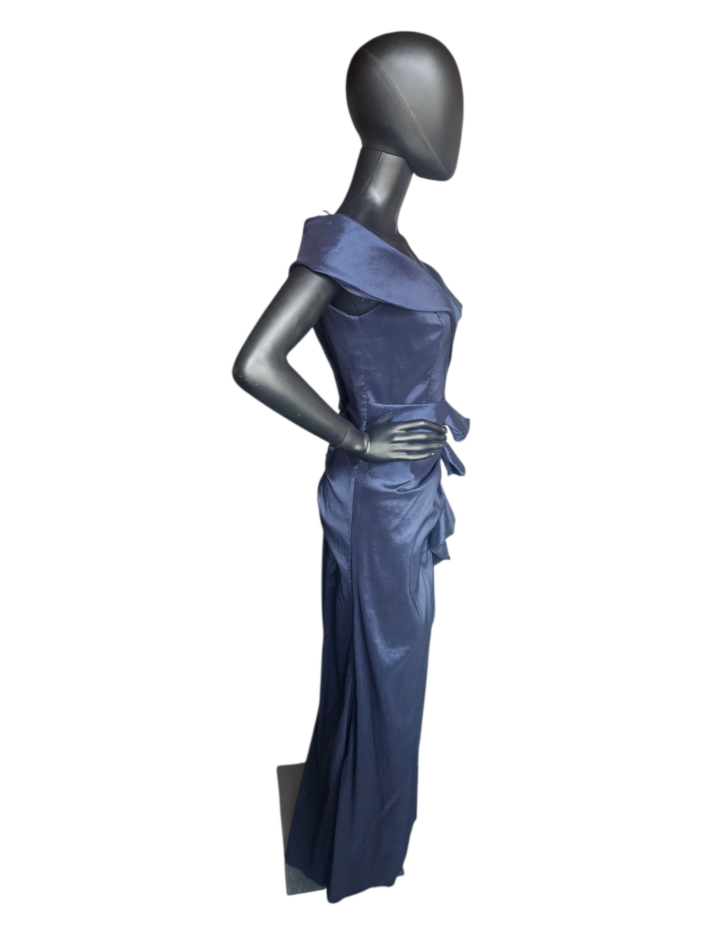 Navy Taffeta Off Shoulder Formal Dress NWT - Xscape