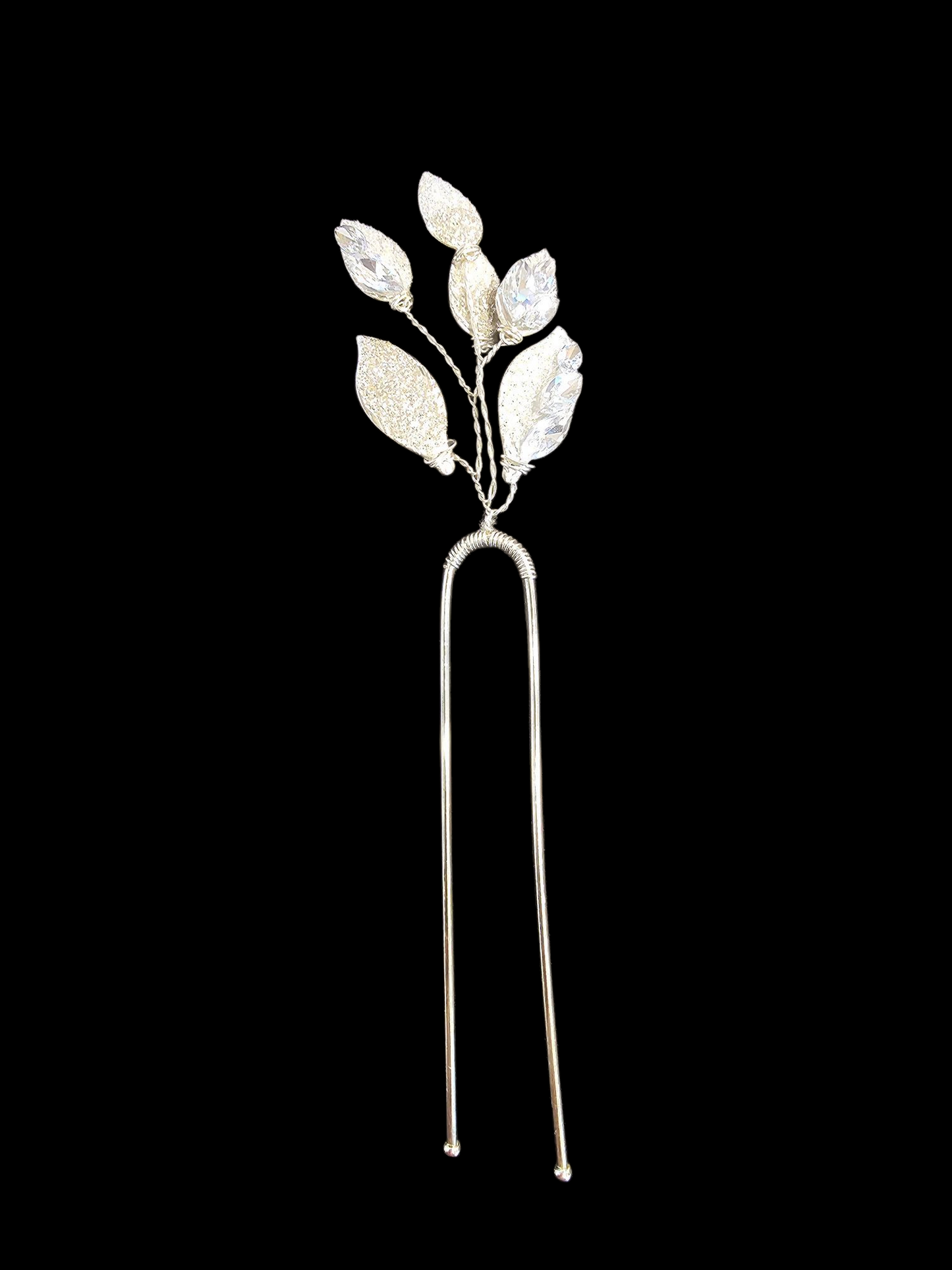 Silver/Glitter/Crystal Leaf Hair Pin