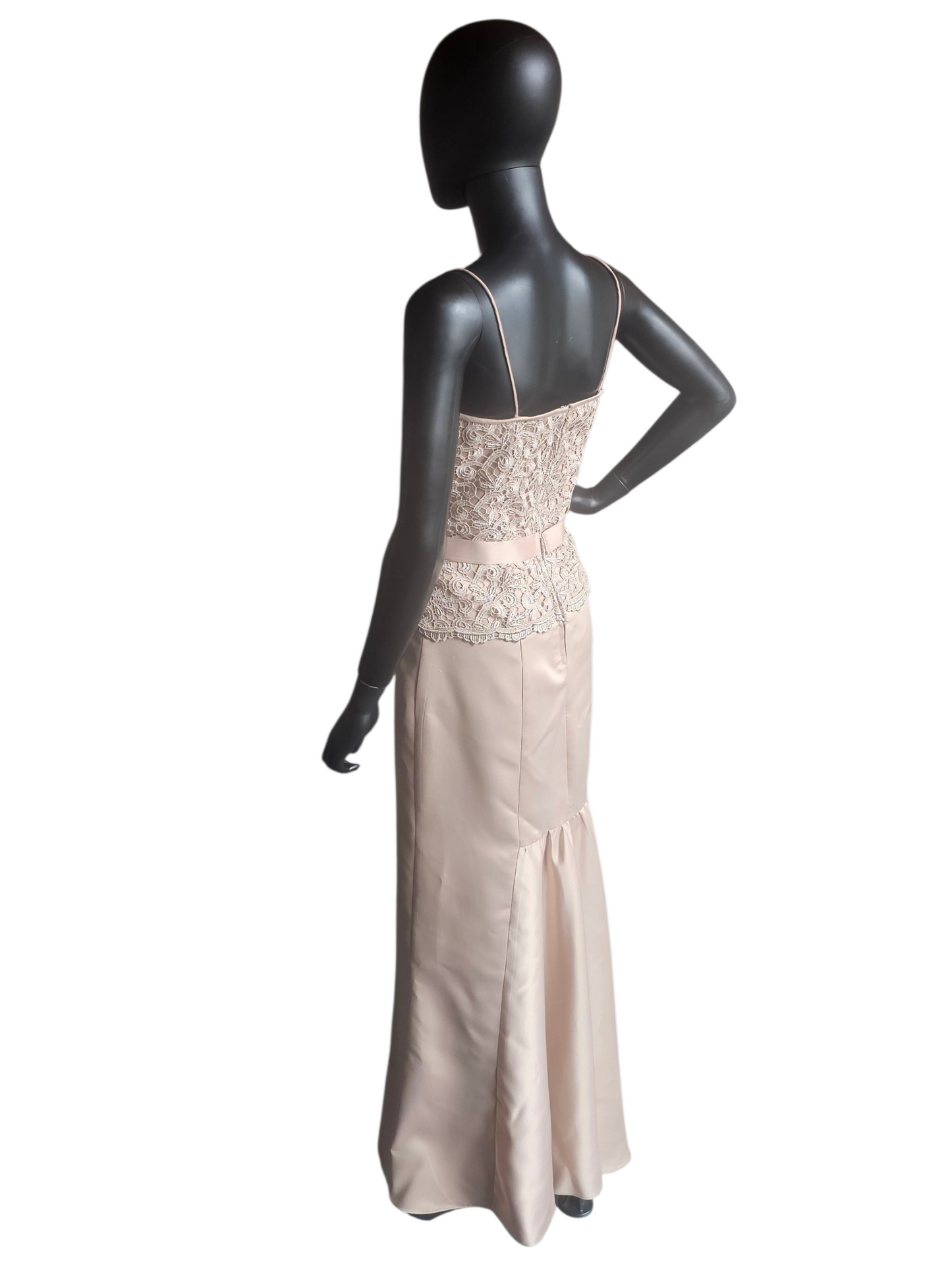 Gold Lace Fitted Satin W/Jacket Formal Dress - Cachet