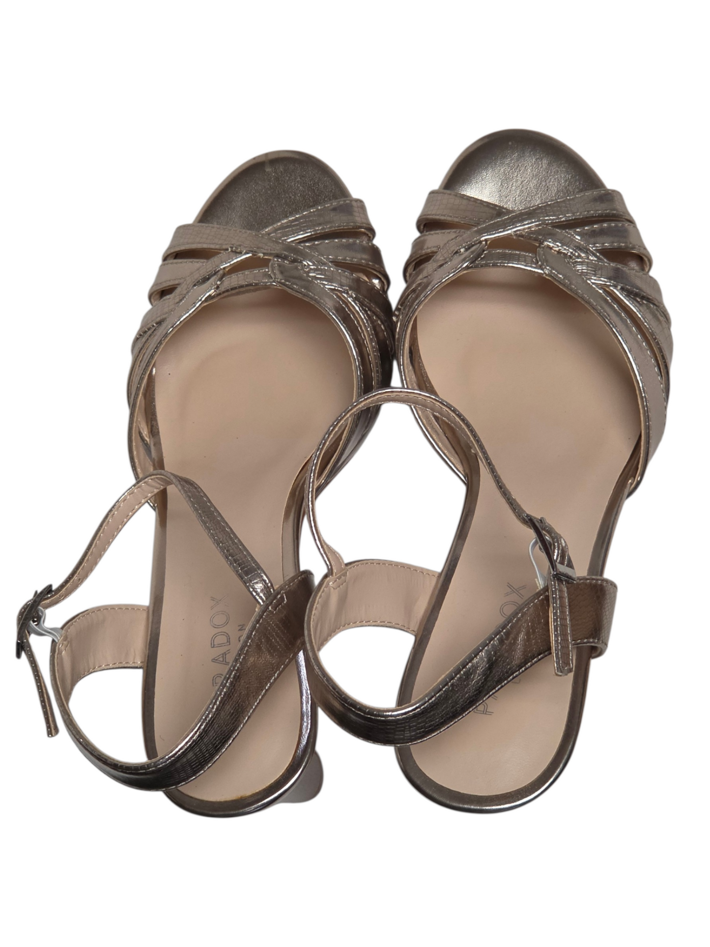 Rose Gold Aligator Print Strappy Platform Sandal - Paradox London