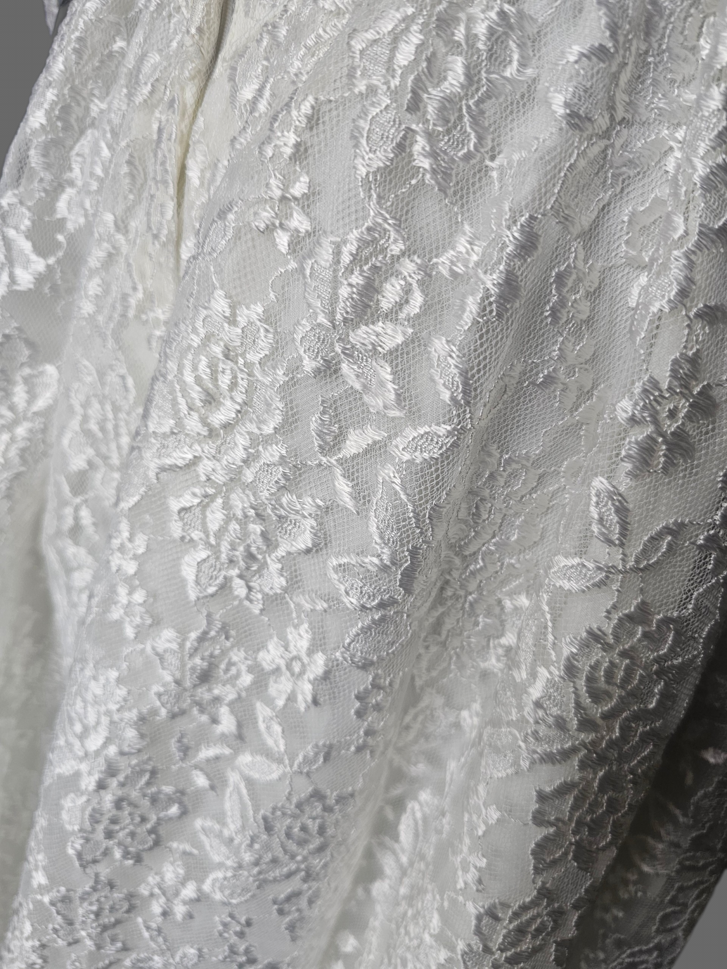 Vintage Long Sleeve Lace Tea Length Wedding Gown