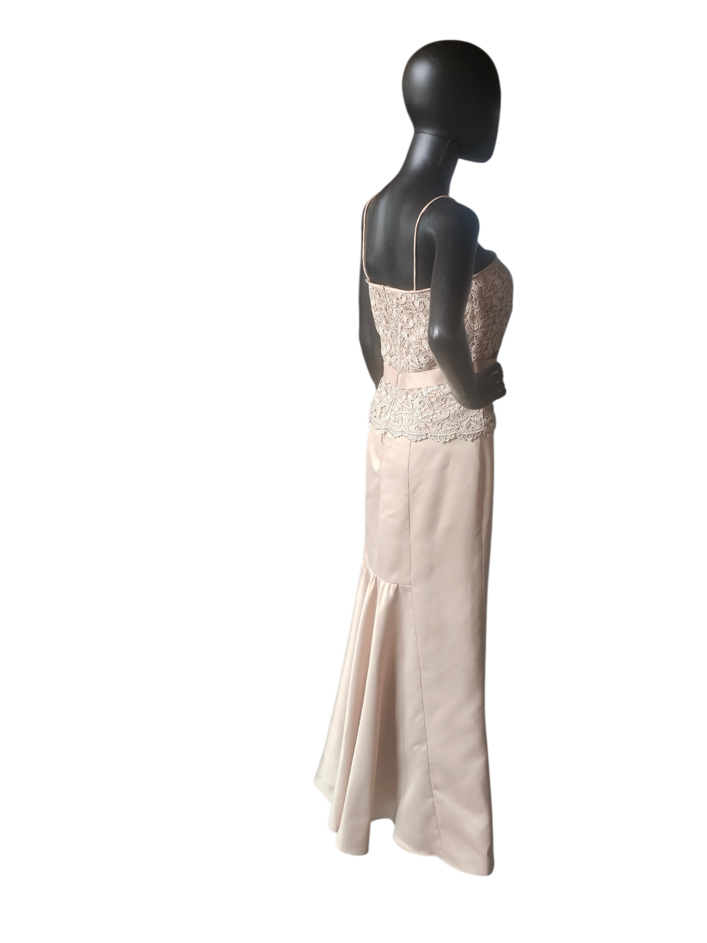 Gold Lace Fitted Satin W/Jacket Formal Dress - Cachet