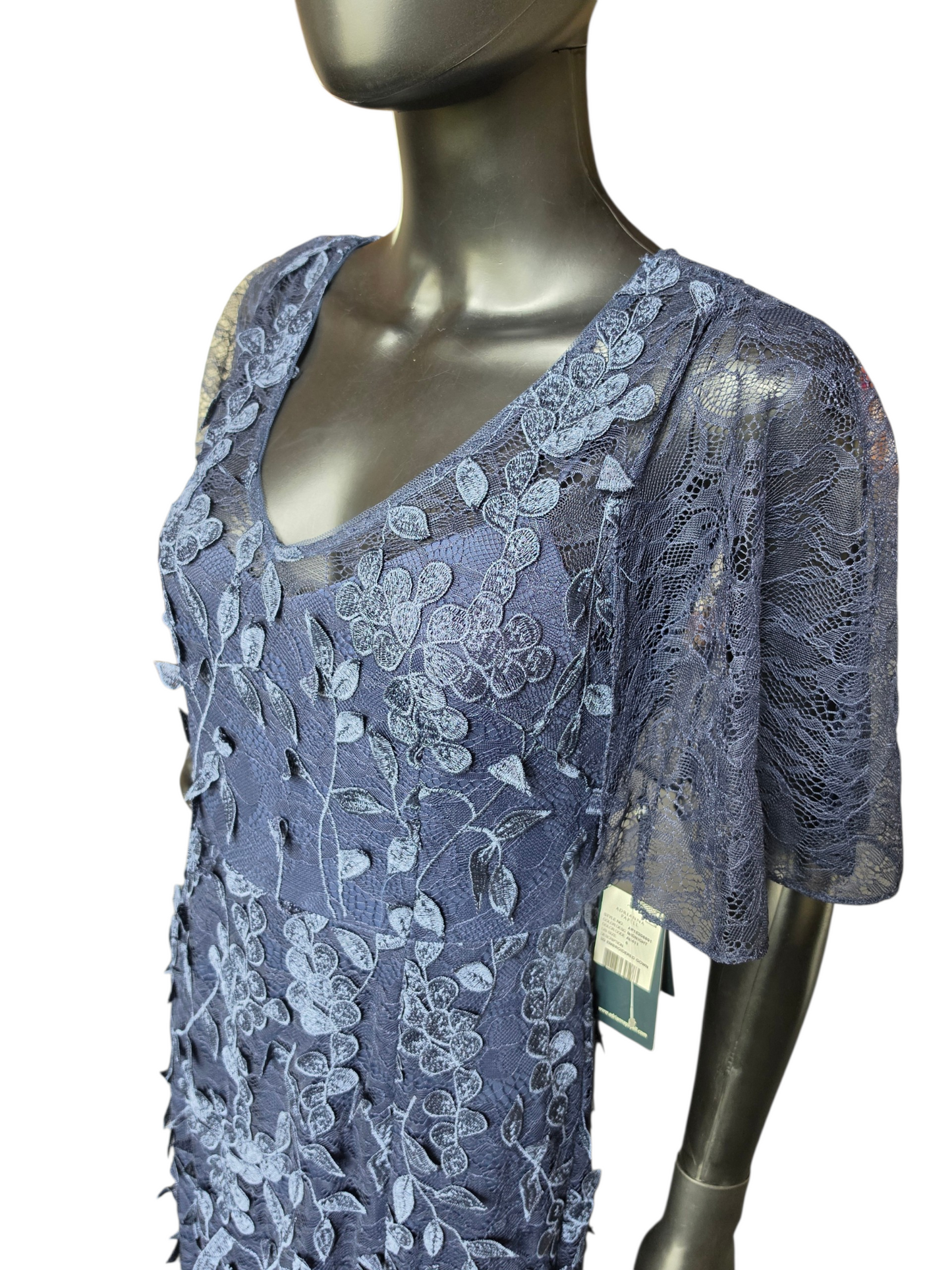 Navy 3D Floral Flutter - Adrianna Papell