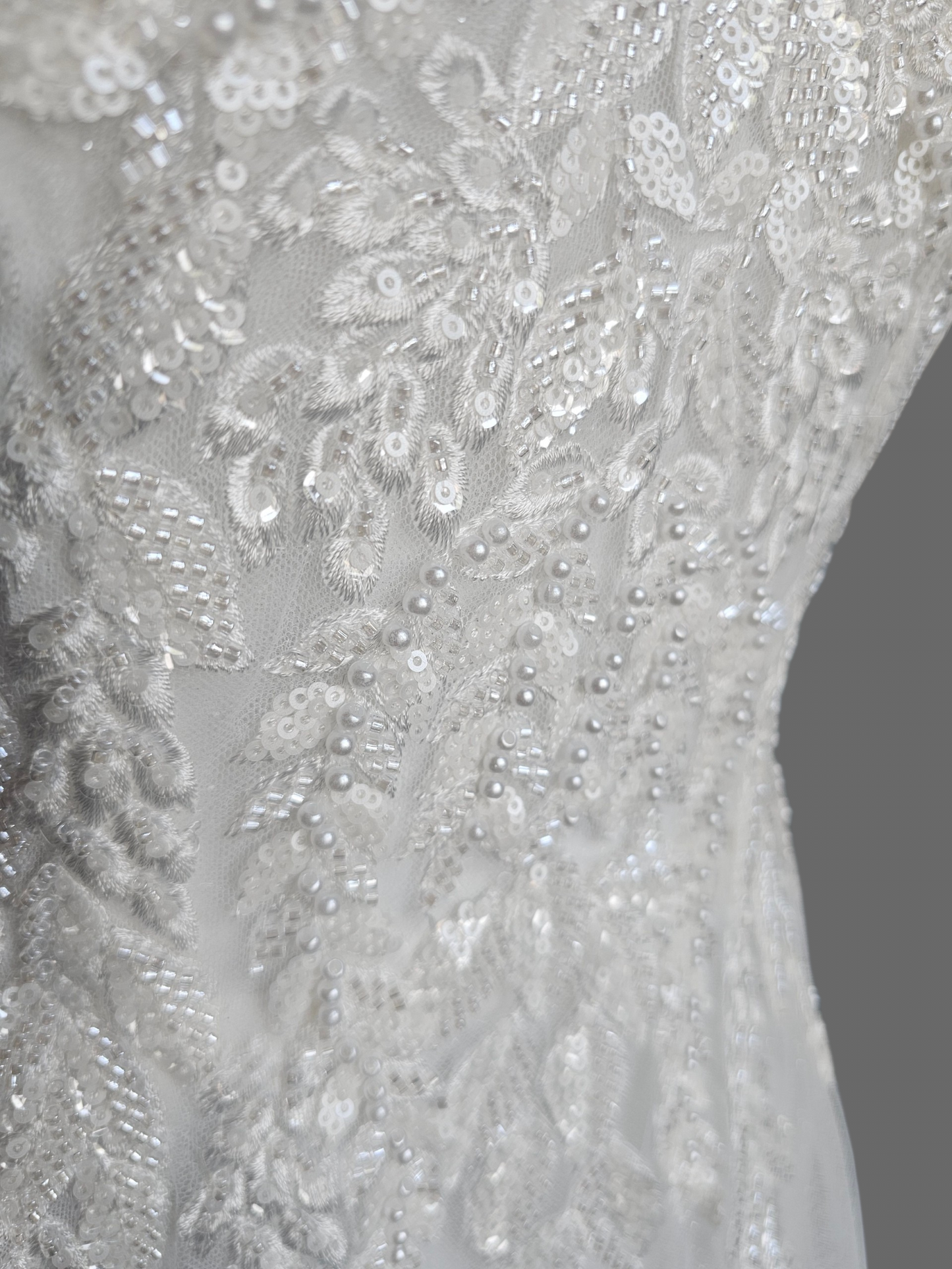 Ivory Sweetheart Floral Sparkle Mesh A-Line Wedding Gown - Rebecca Ingram