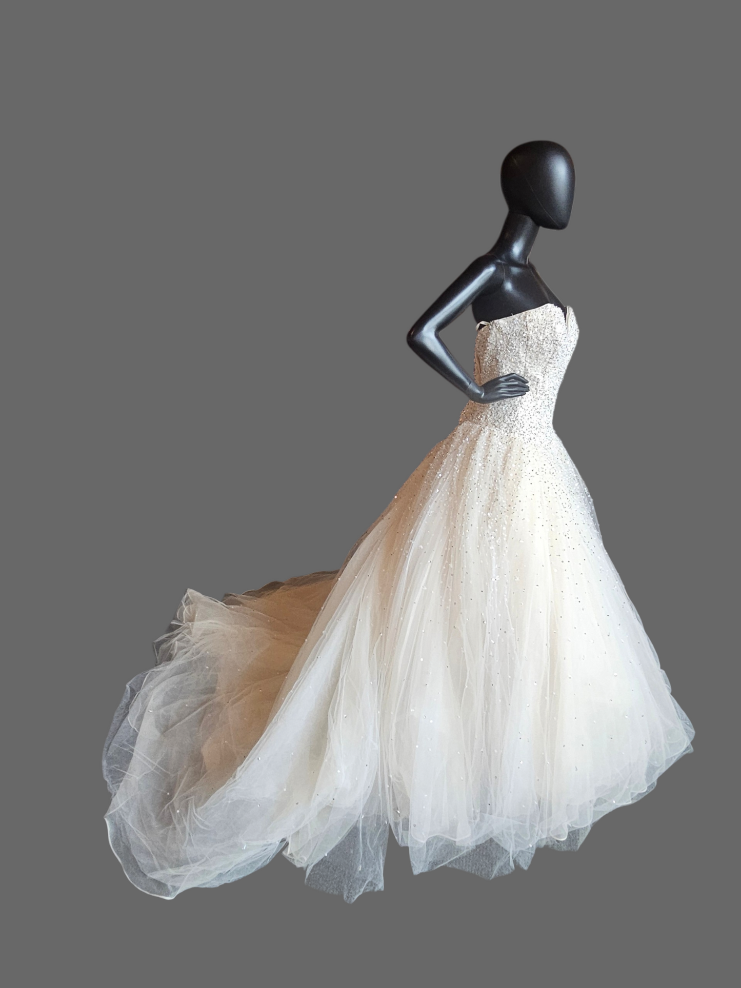 Ivory Strapless Sweatheart Beaded Drop Waist Ballgown - Mori Lee