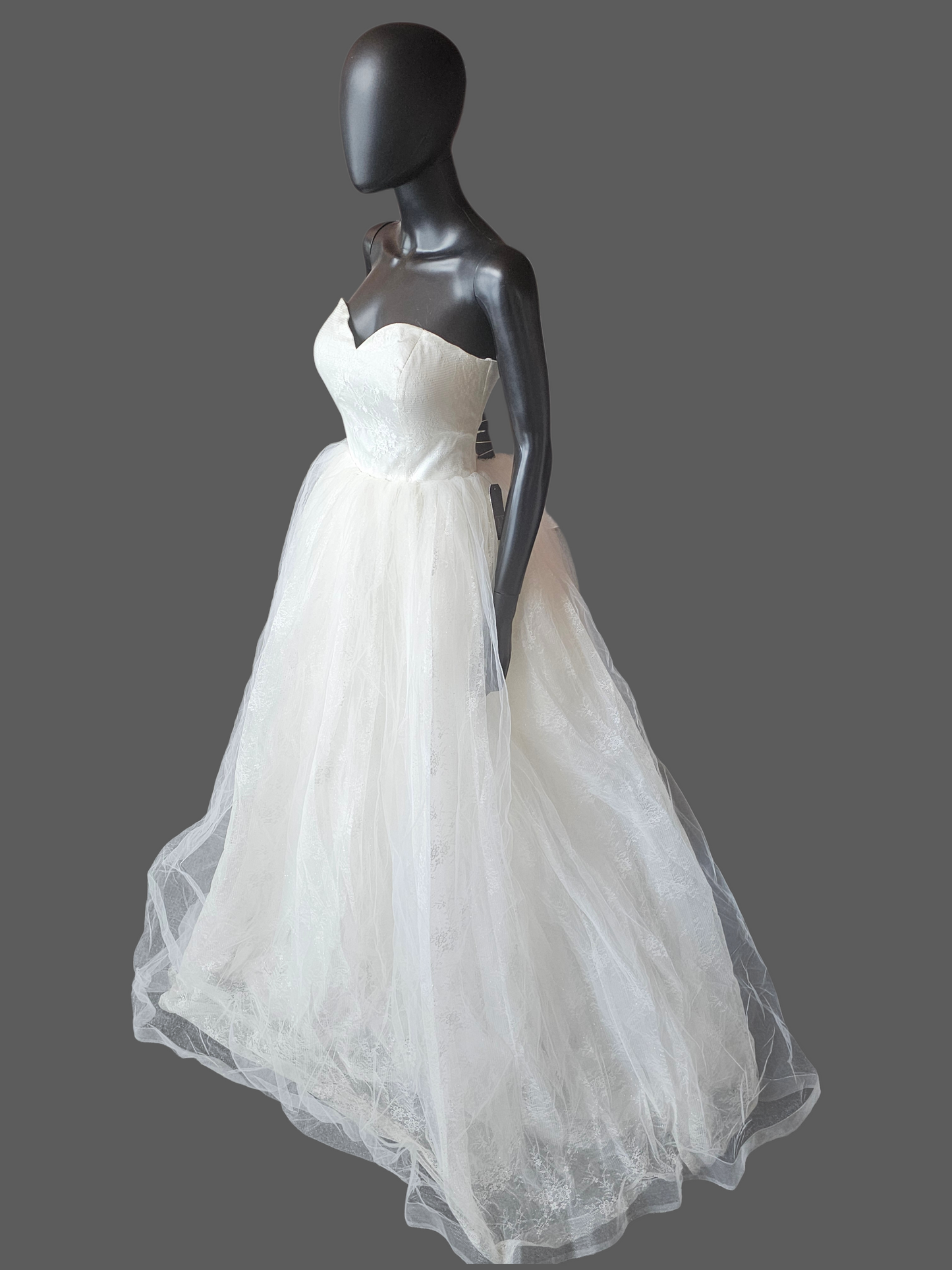 Ivory Lace Sparkle Strapless Sweetheart Wedding Ballgown - Di La Sena