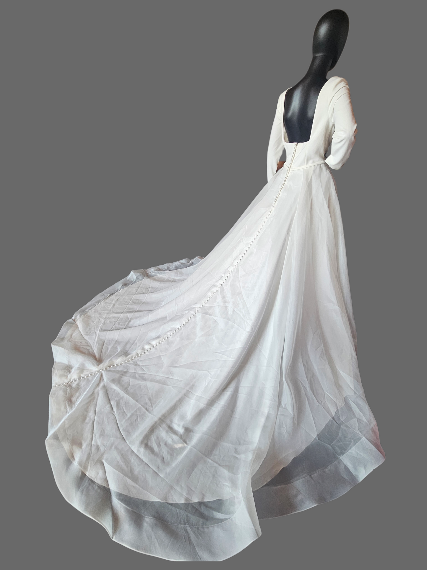 Ivory Crepe/Organza Modest Long Sleeve A-line Wedding Gown - The Other White Dress/Mori Lee