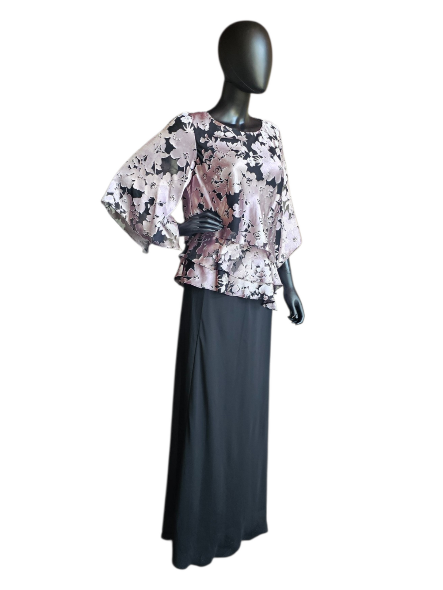 Lavender/Black Floral 2 Piece - Alex Evenings