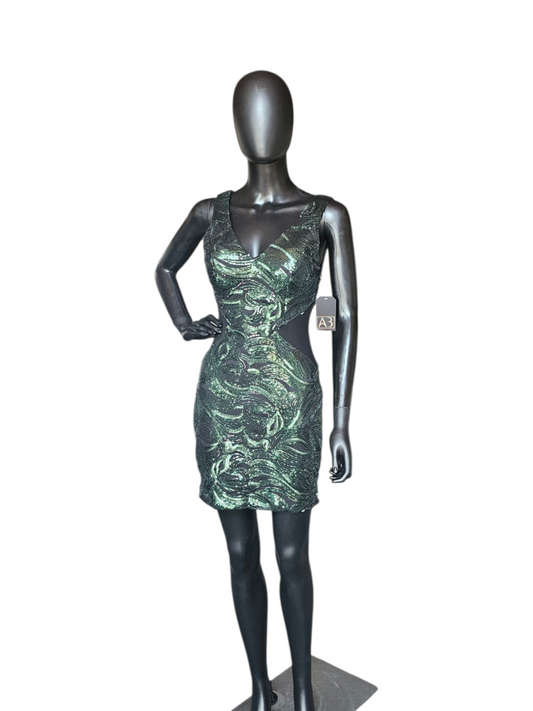 Forest Green Sequin Bodycon Cutout - Charlotte Russe