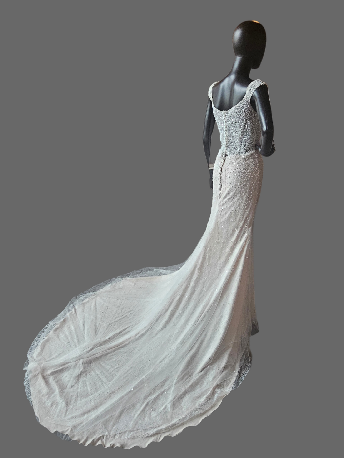 Blush V-Neck Pearl Fitted Wedding Gown - Mori Lee