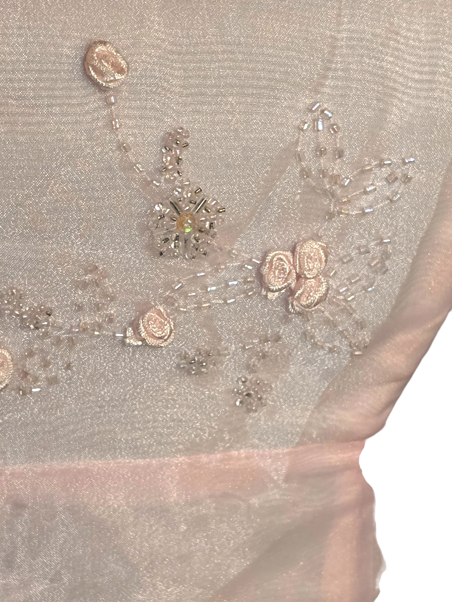 Vintage Y2K Baby Pink A-Line Organza Overlay Rose Details Formal Dress - Zum Zum