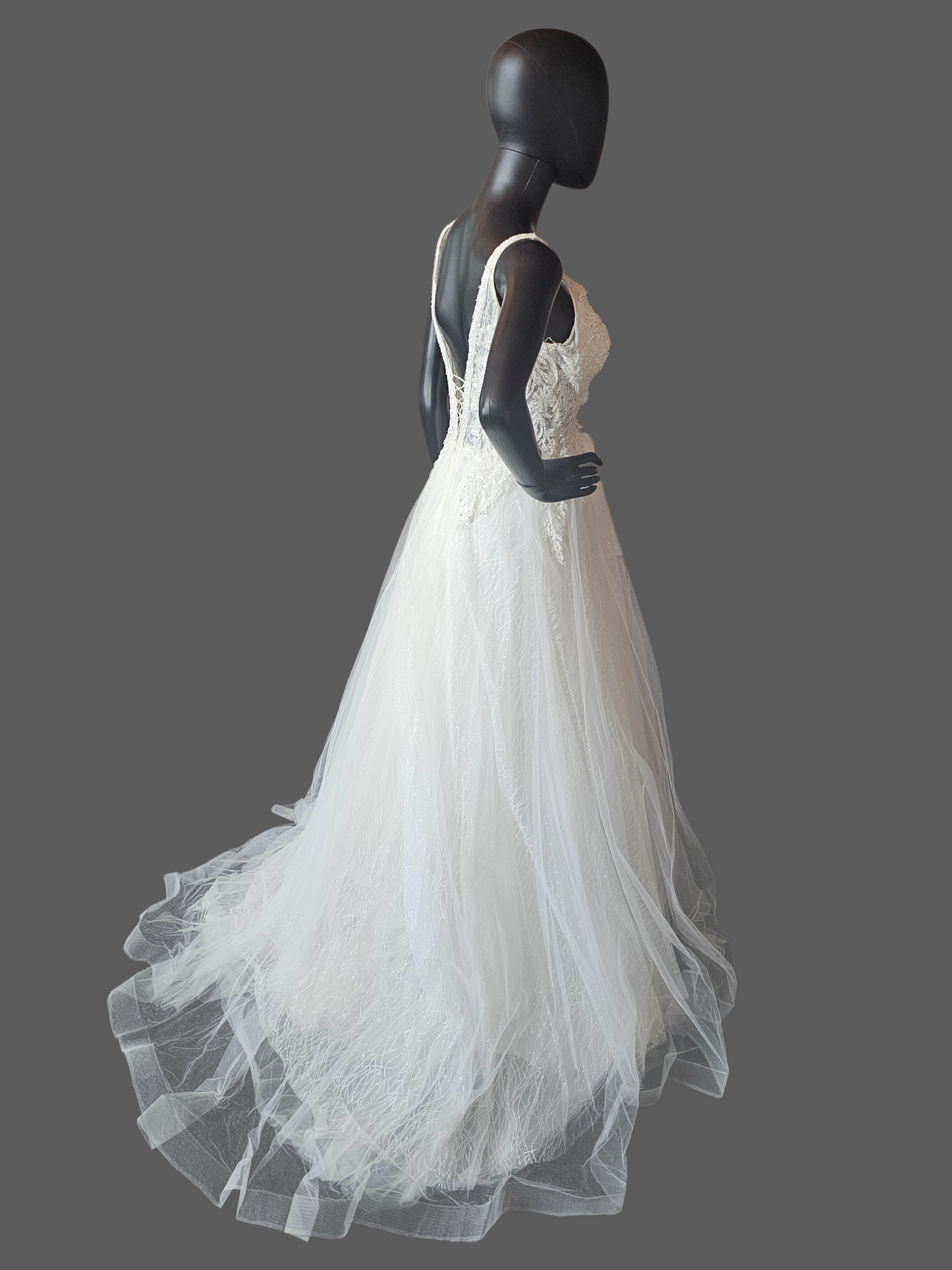 Ivory V-Neck Plunge Layered Sparkle - Di La Sena