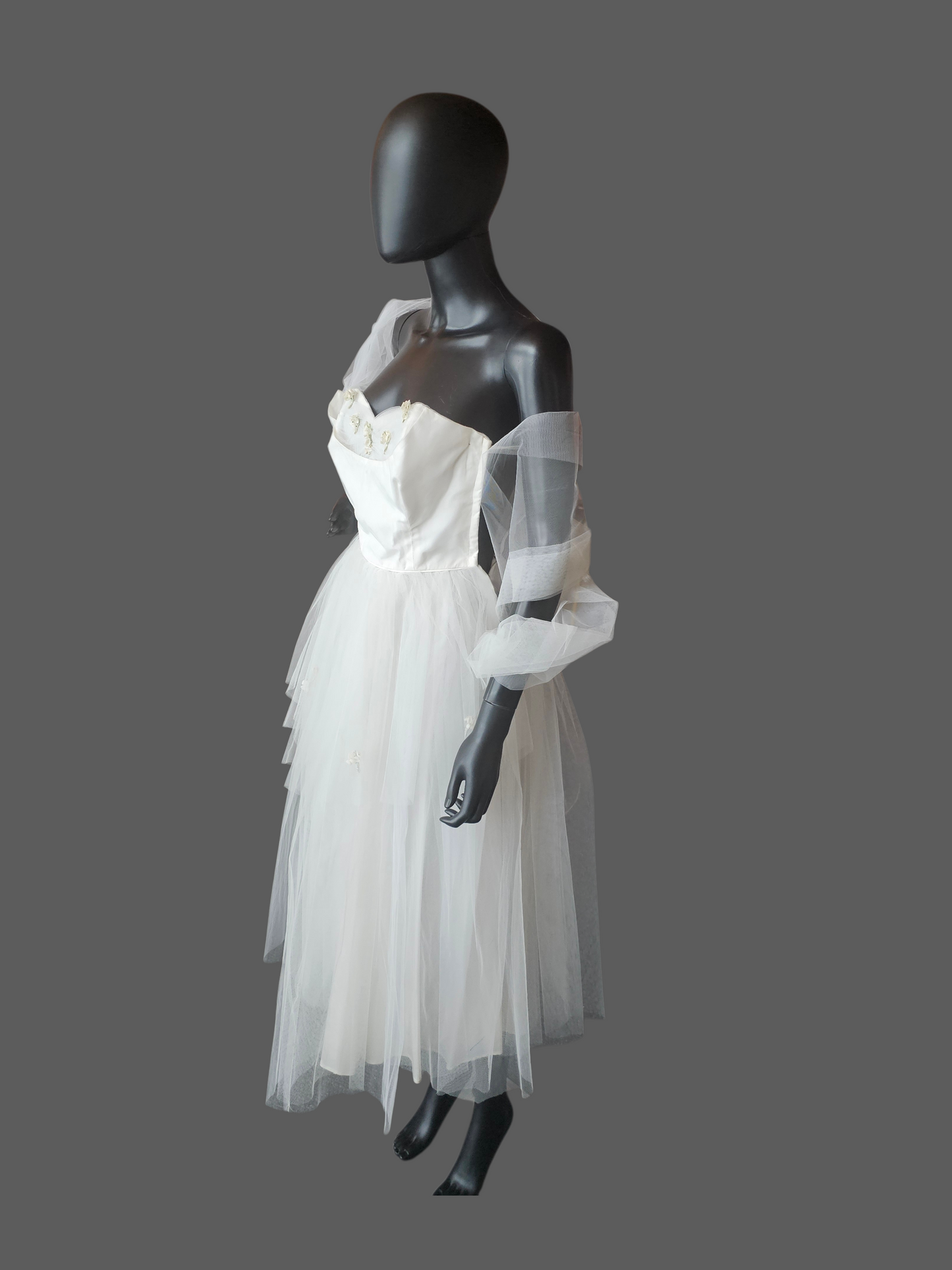 Vintage 50's Tulle Tea-Length Wedding Dress