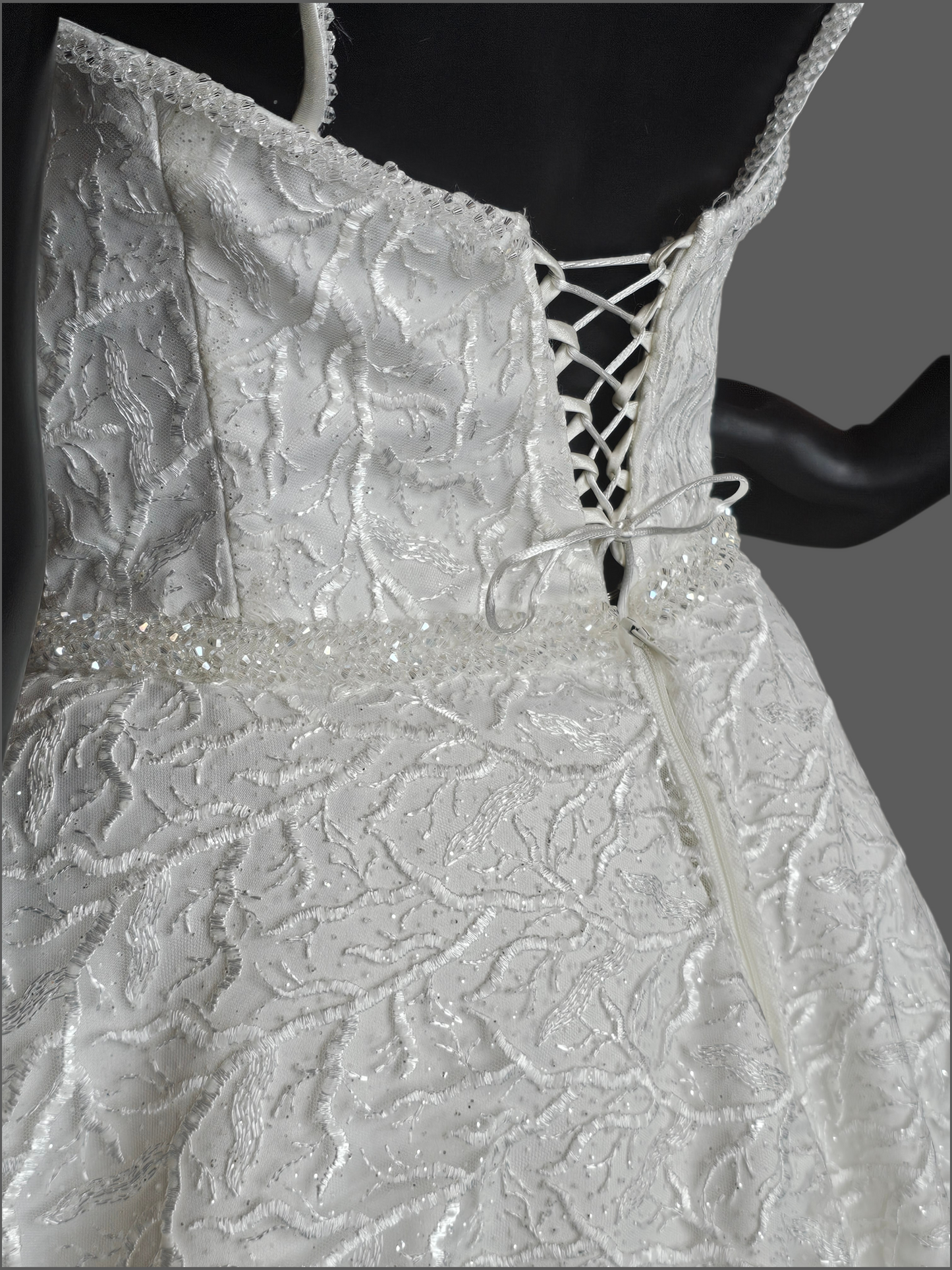 Ivory Sparkle Vine Embroidered Pleated A-Line Wedding Ballgown - Di La Sena - NWT