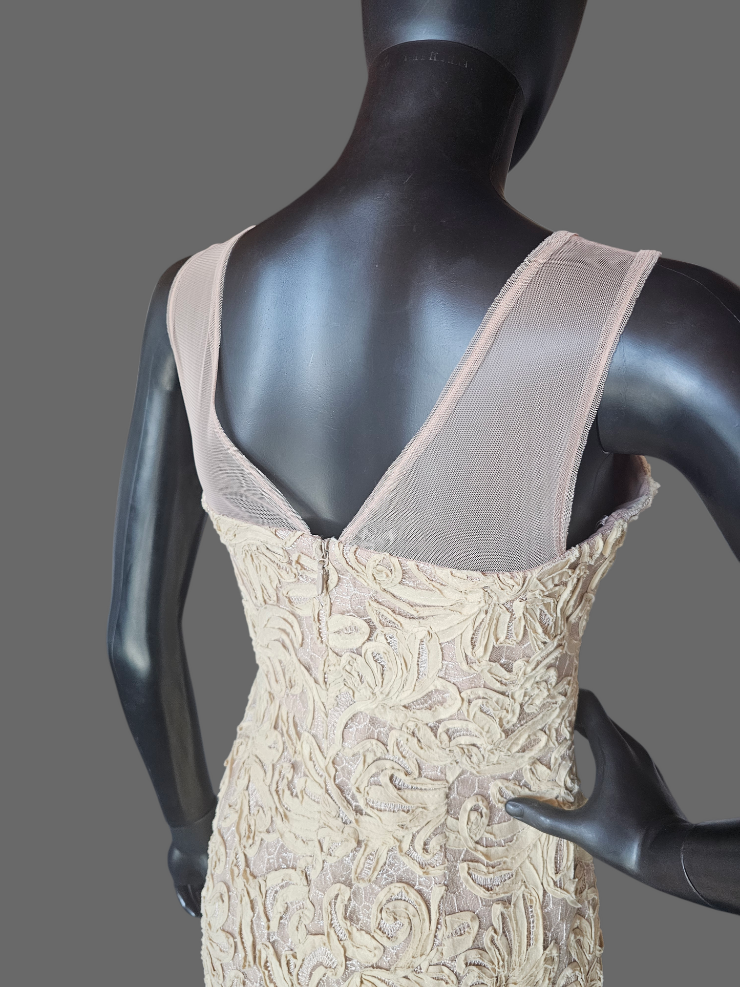 Taupe 3D Lace Illusion Cocktail/Party Dress - BCBG