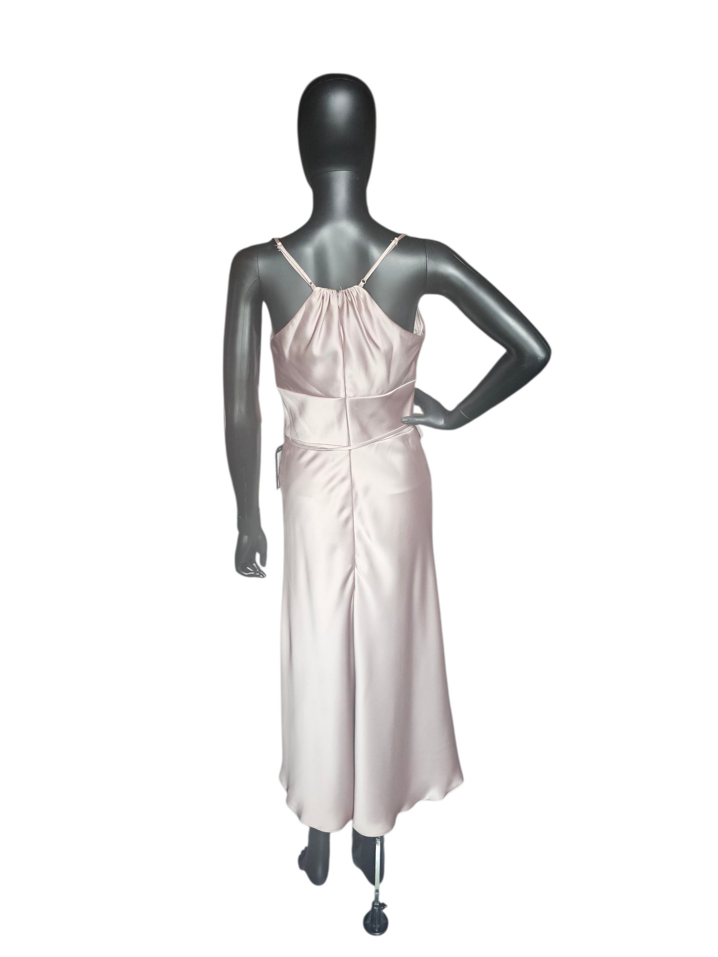 Latte Silky Satin V-Neck Plunge Fitted Party/Cocktail Dress NWOT - Mori Lee