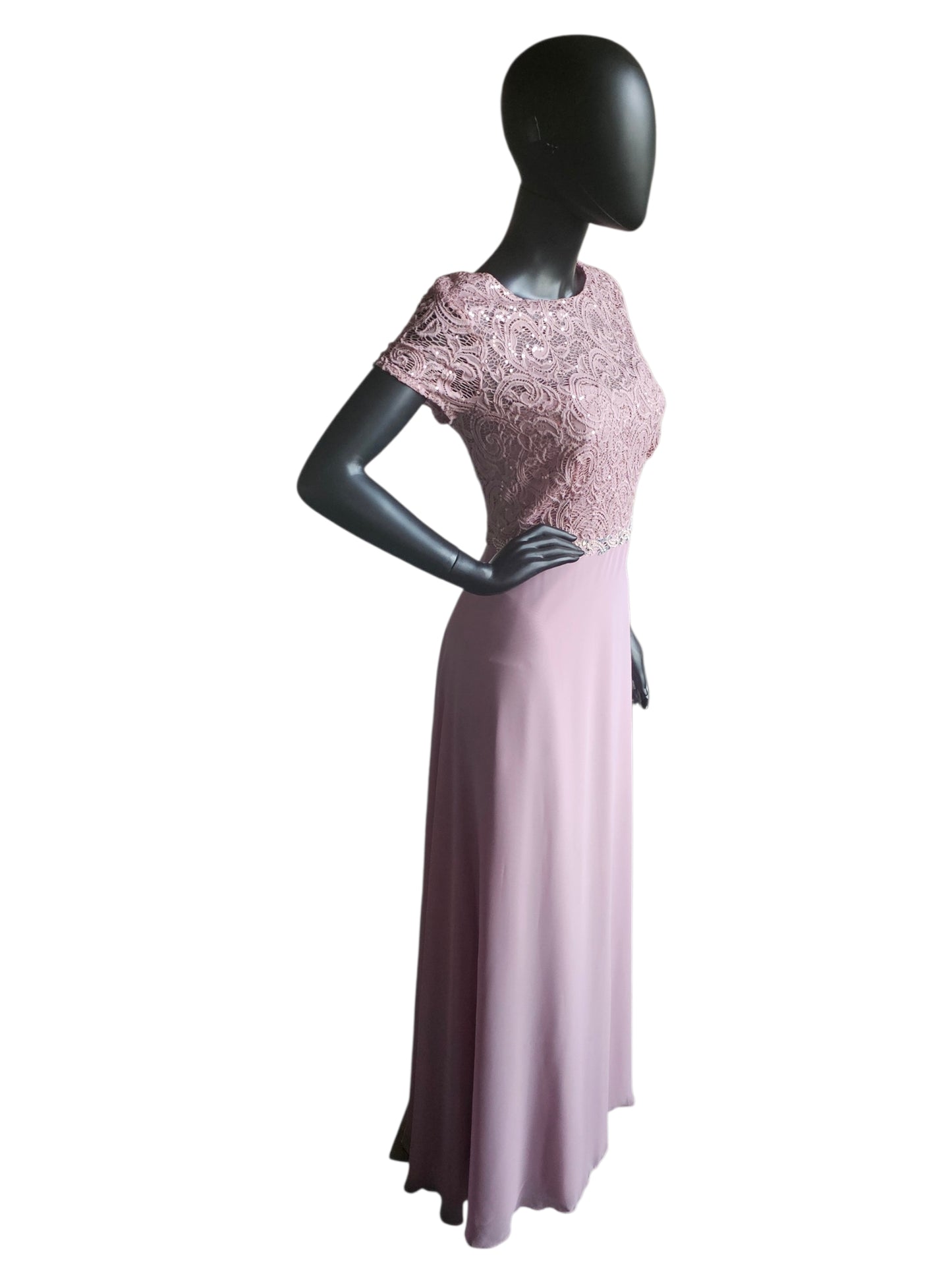Mauve Beaded Belt/Lace Details - Jackie Jon