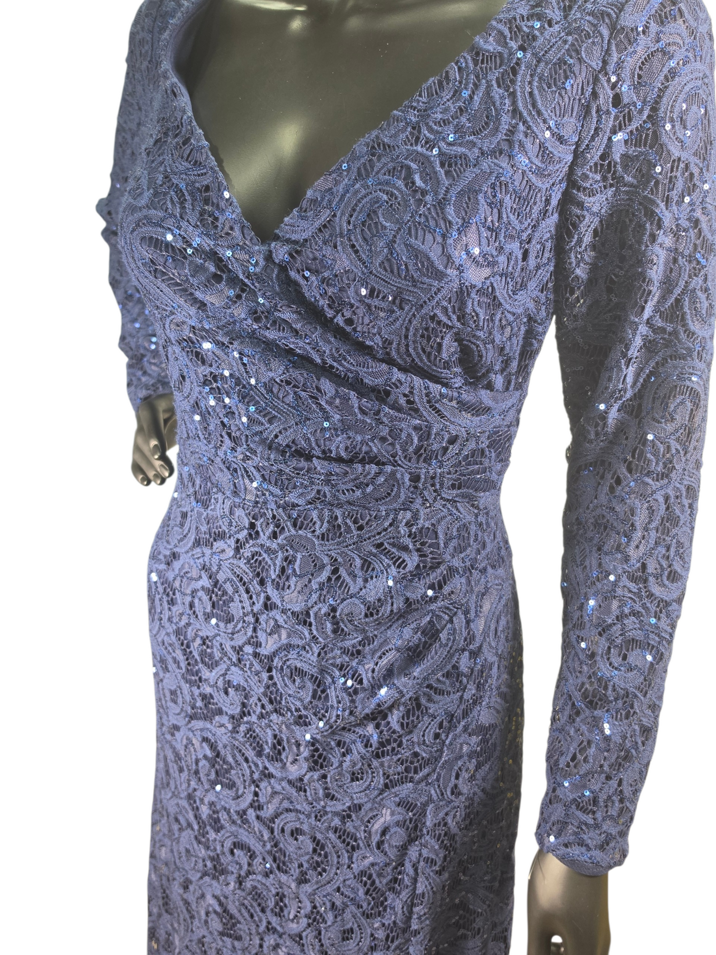 Navy Stretch Lace Long Sleeve - Alex & Eve