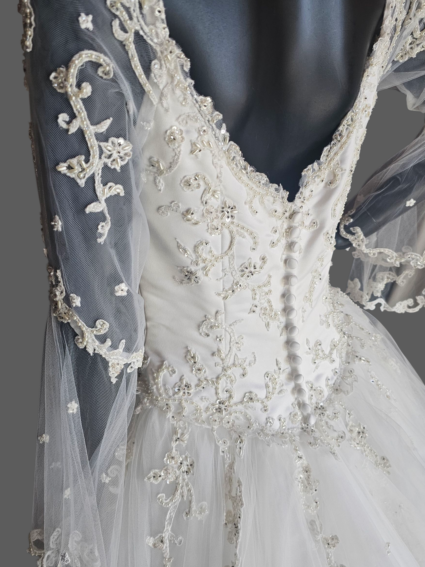 Vintage Off Shoulder Renaissance Sleeve Wedding Ball Gown - Mori Lee