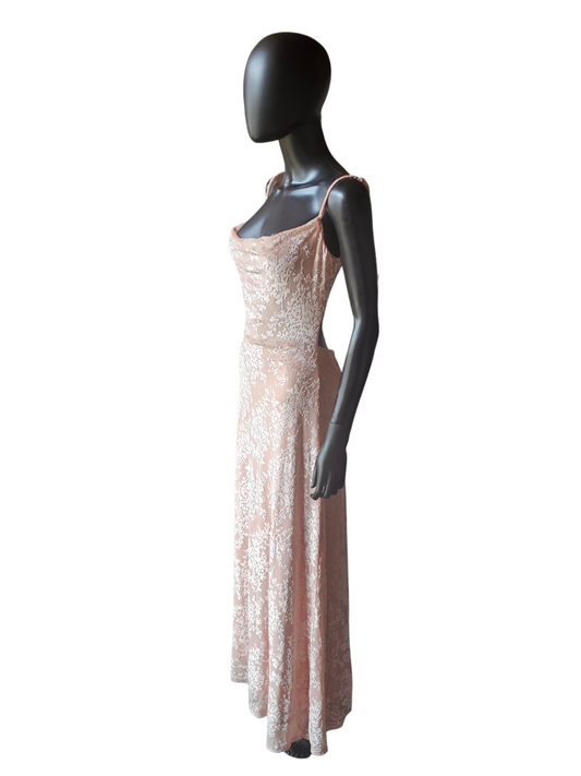 Pink Velvet Burnout NWT Backless Maxi Dress - Princess Polly