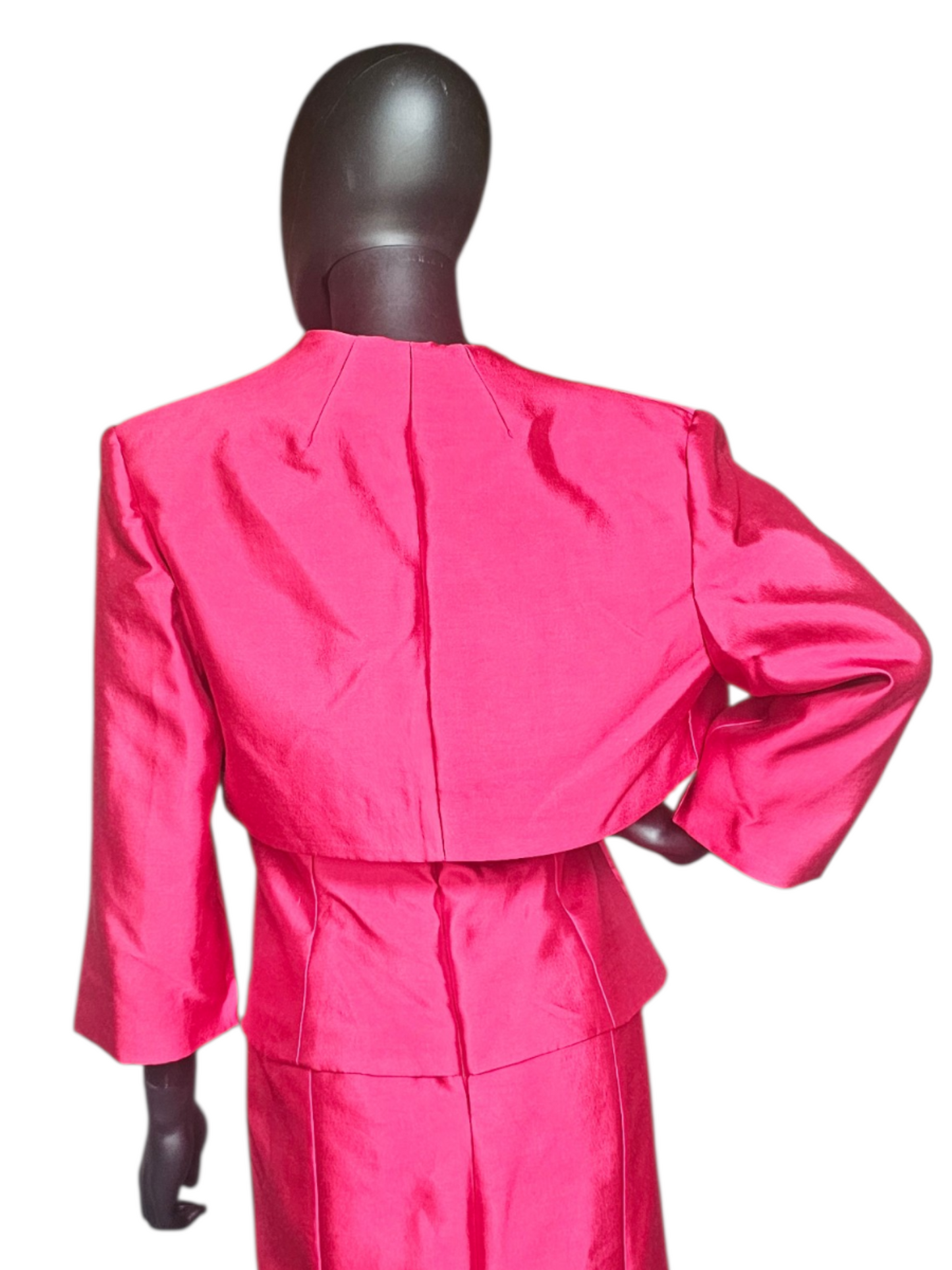 Red Mikado Fit/Flare Mothers Dress W/Cropped Jacket Applica Asymmetrical Sweetheart Strapless Formal Dress - Montage