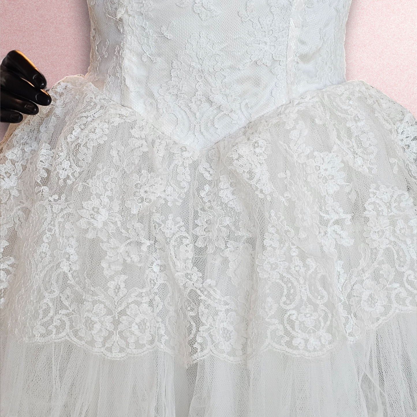 Vintage Lace/Tulle Illusion Wedding Gown