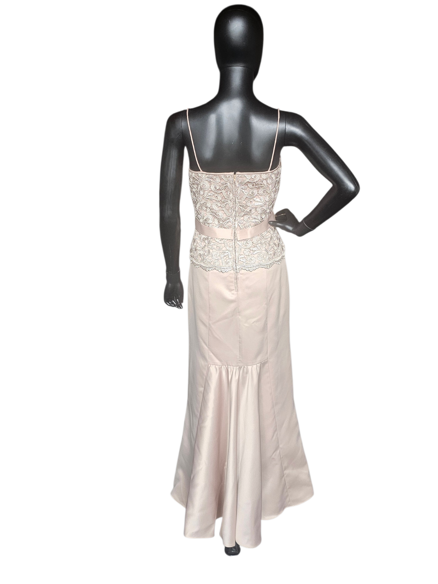 Gold Lace Fitted Satin W/Jacket Formal Dress - Cachet