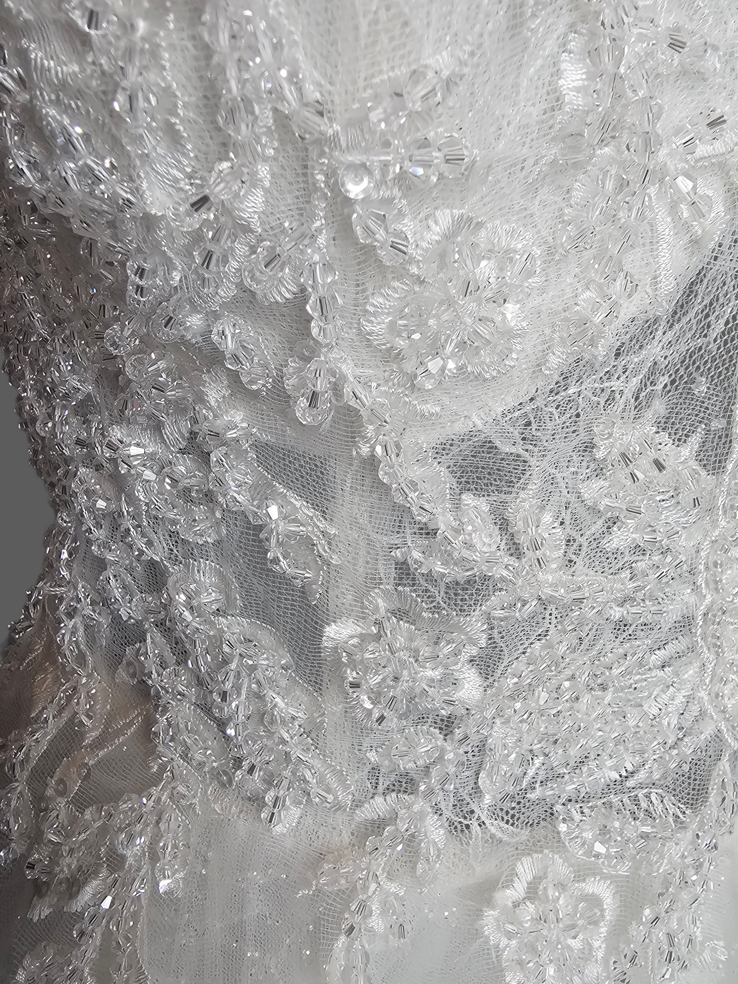 Ivory V-Neck Plunge Layered Sparkle - Di La Sena