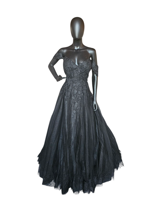 Black Off Shoulder Sparkle Wedding Gown - Nox NWT
