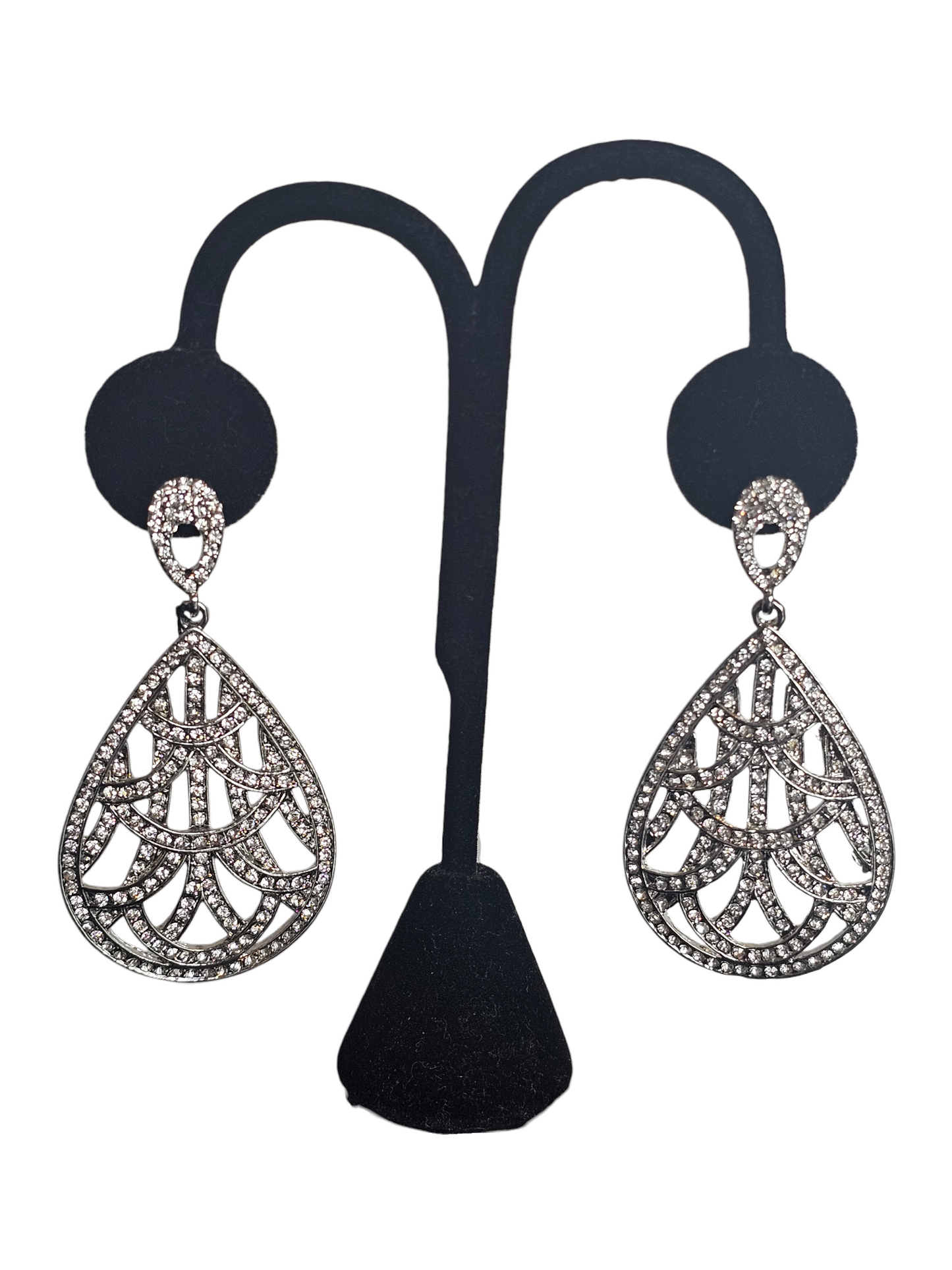 Silver/Crystal Large Teardrop Earring