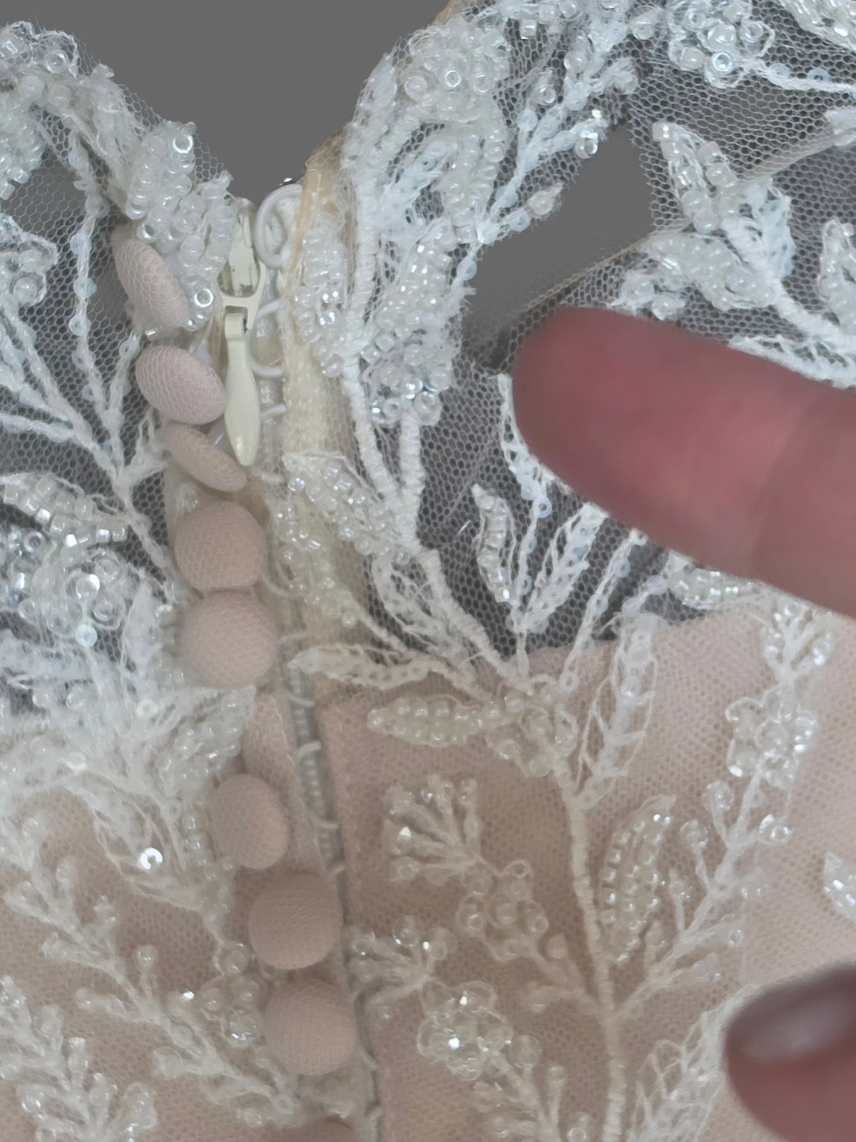 Nude/Ivory Beaded Floral V-Neck Illusion Bodice Fit/Flare Wedding Gown - Justin Alexander