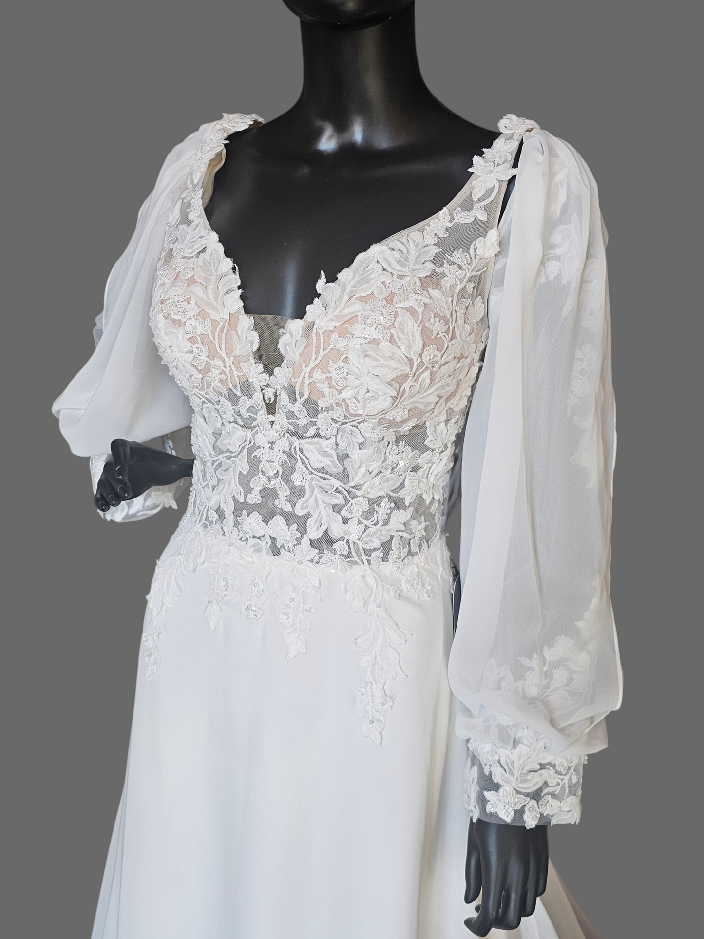 Chiffon Boho Plunge W/Detatchable Puff Sleeve - Private Label