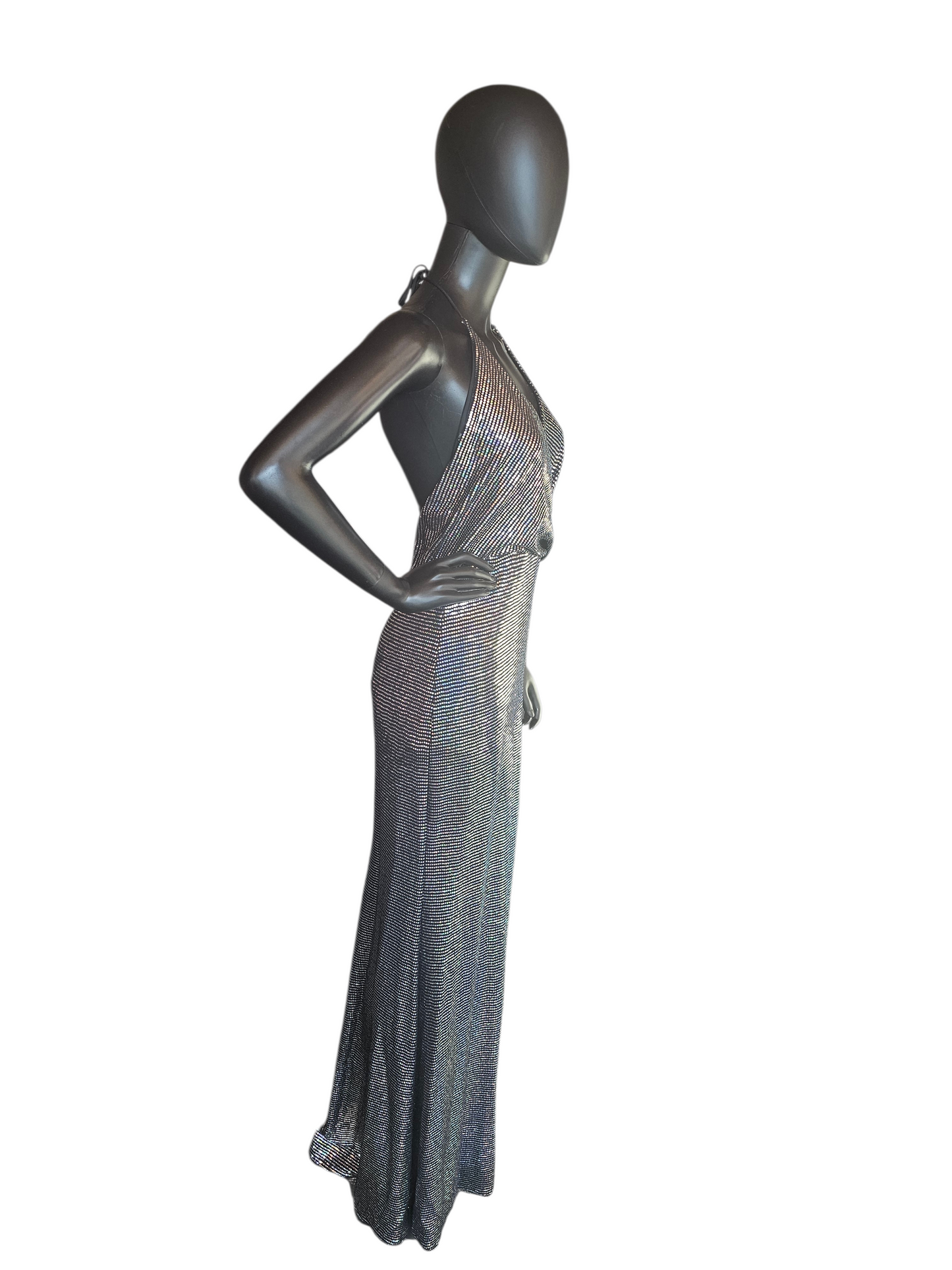 Multicolor Mirror Stretch Halter Party/Formal Dress