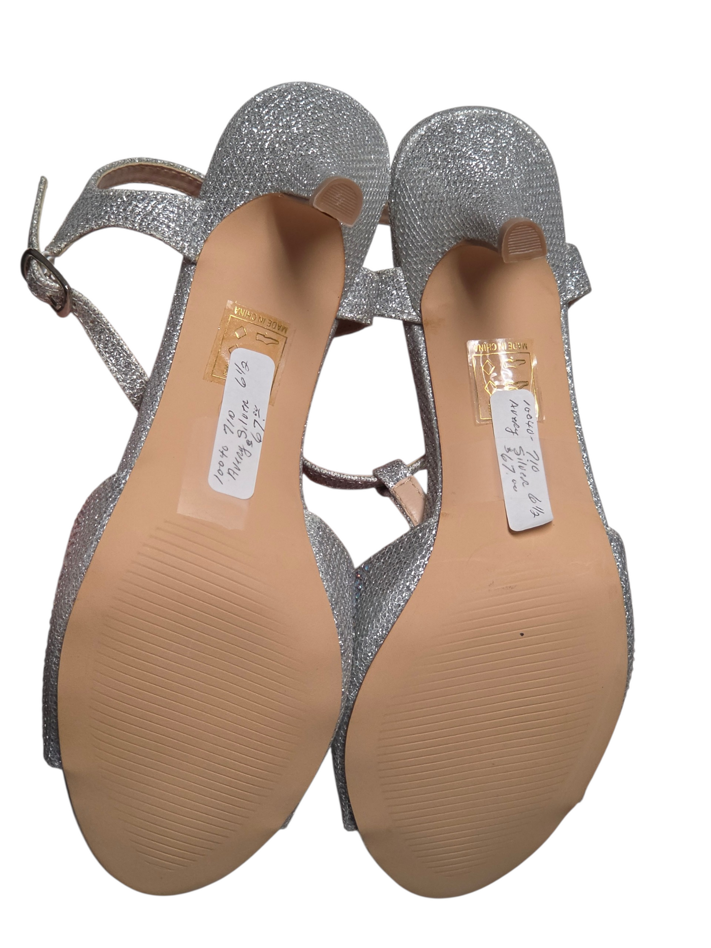 Silver Sparkle T-Strap Open Toe Shoes - Your Party