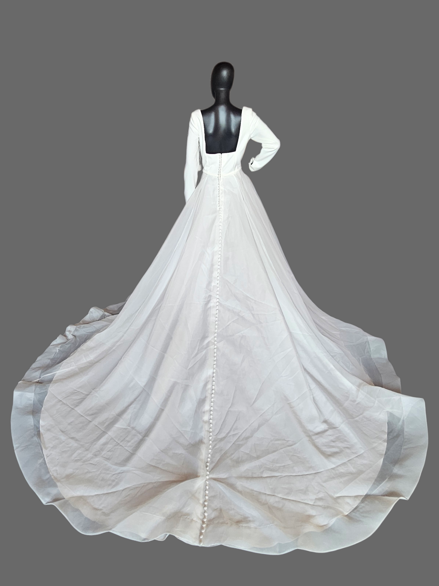 Ivory Crepe/Organza Modest Long Sleeve A-line Wedding Gown - The Other White Dress/Mori Lee