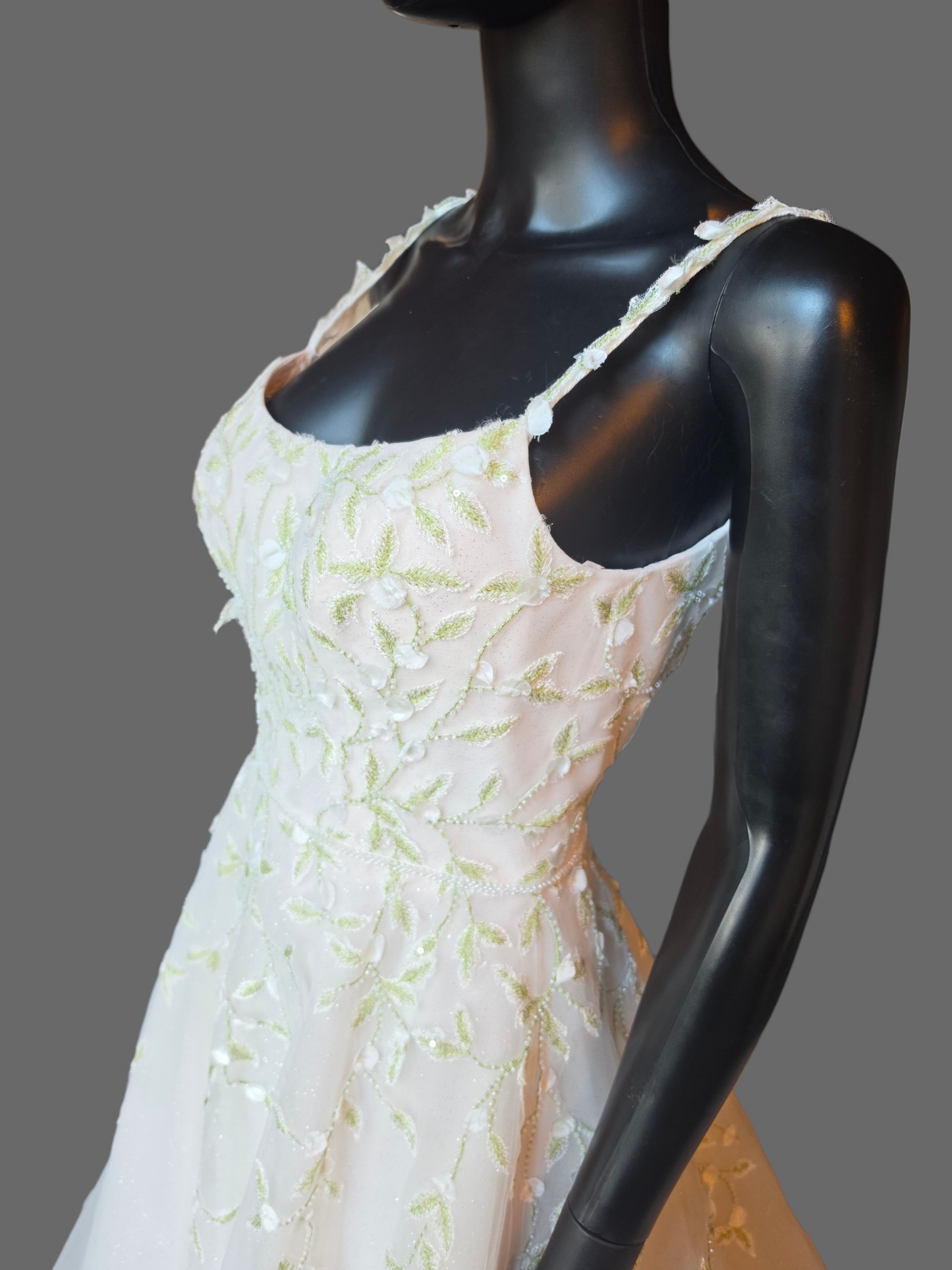Ivory/Green Floral Sparkle A-Line Wedding Gown - Maggie Sottero