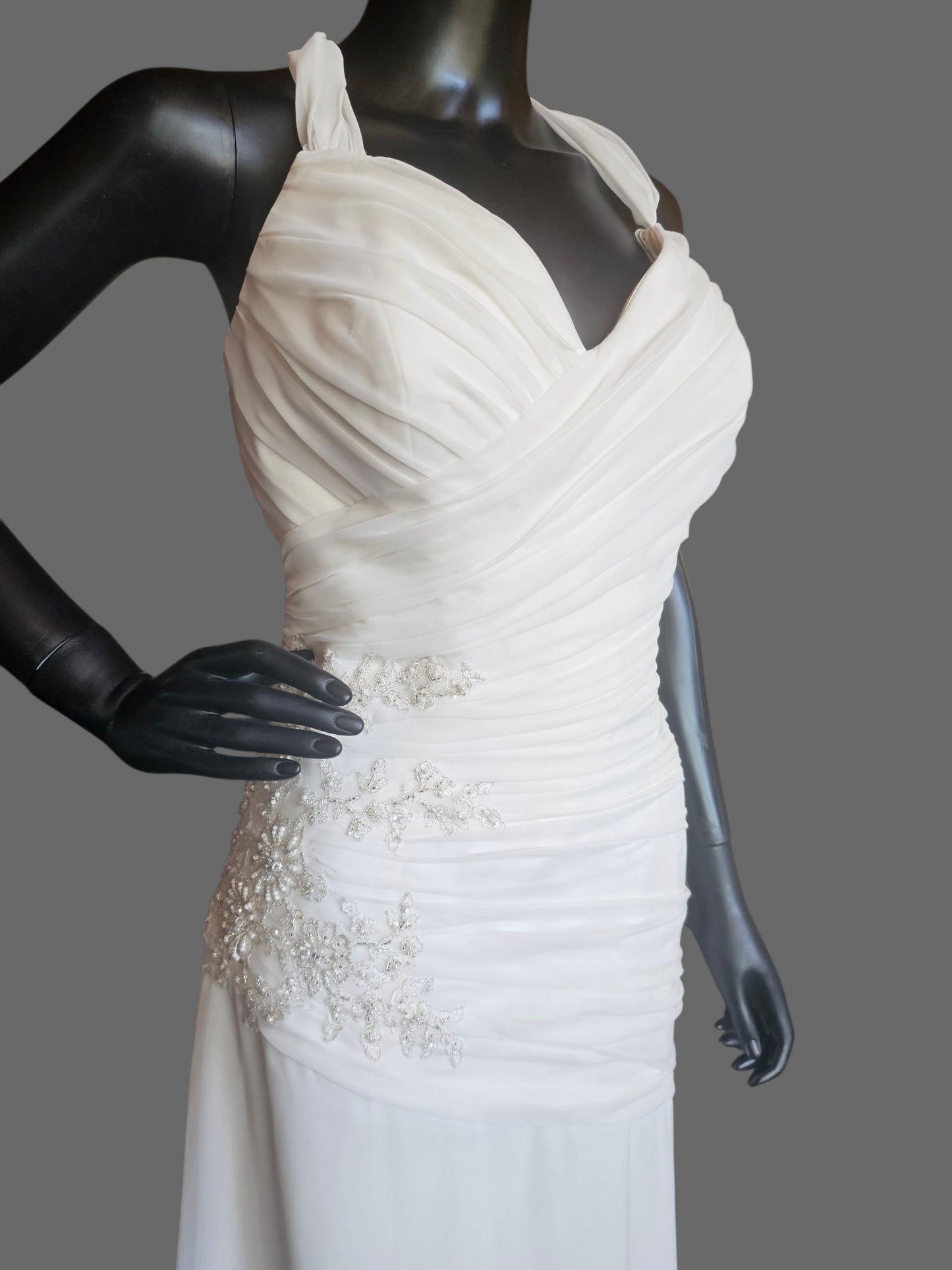 Chiffon Halter Asymmetrical Fit/Flare - Private Label