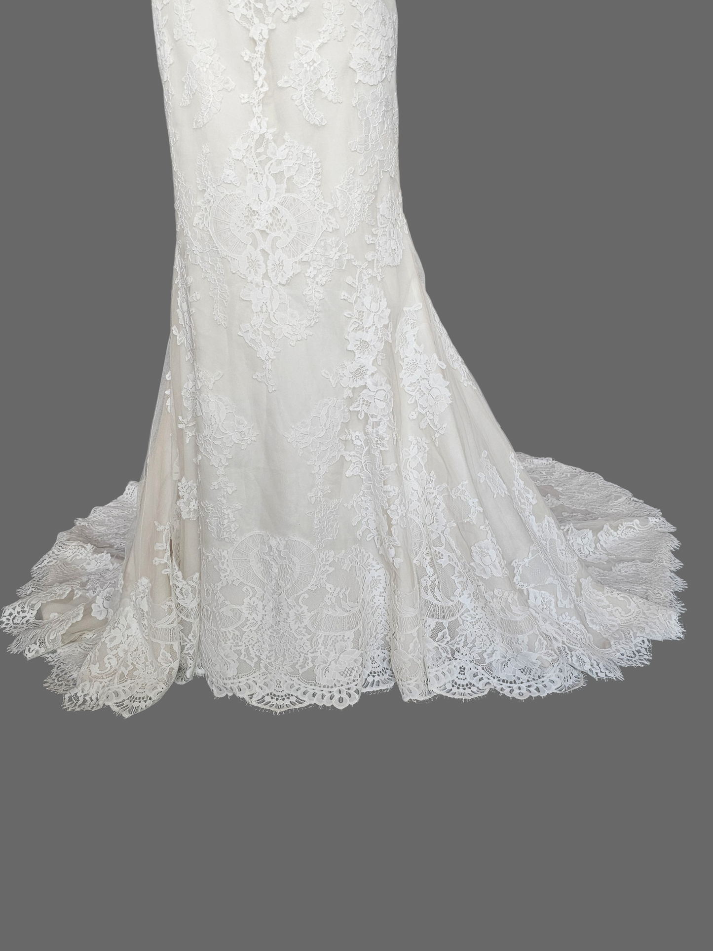 Nude/Ivory Full Lace Racerback V-Neck Fit/Flare Wedding Gown - St. Patrick