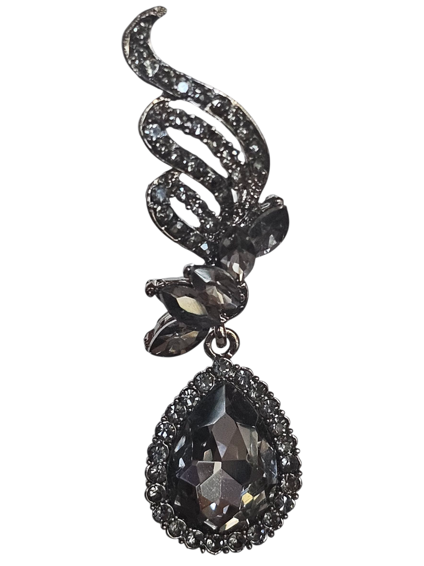 Black Metallic Teardrop Earring