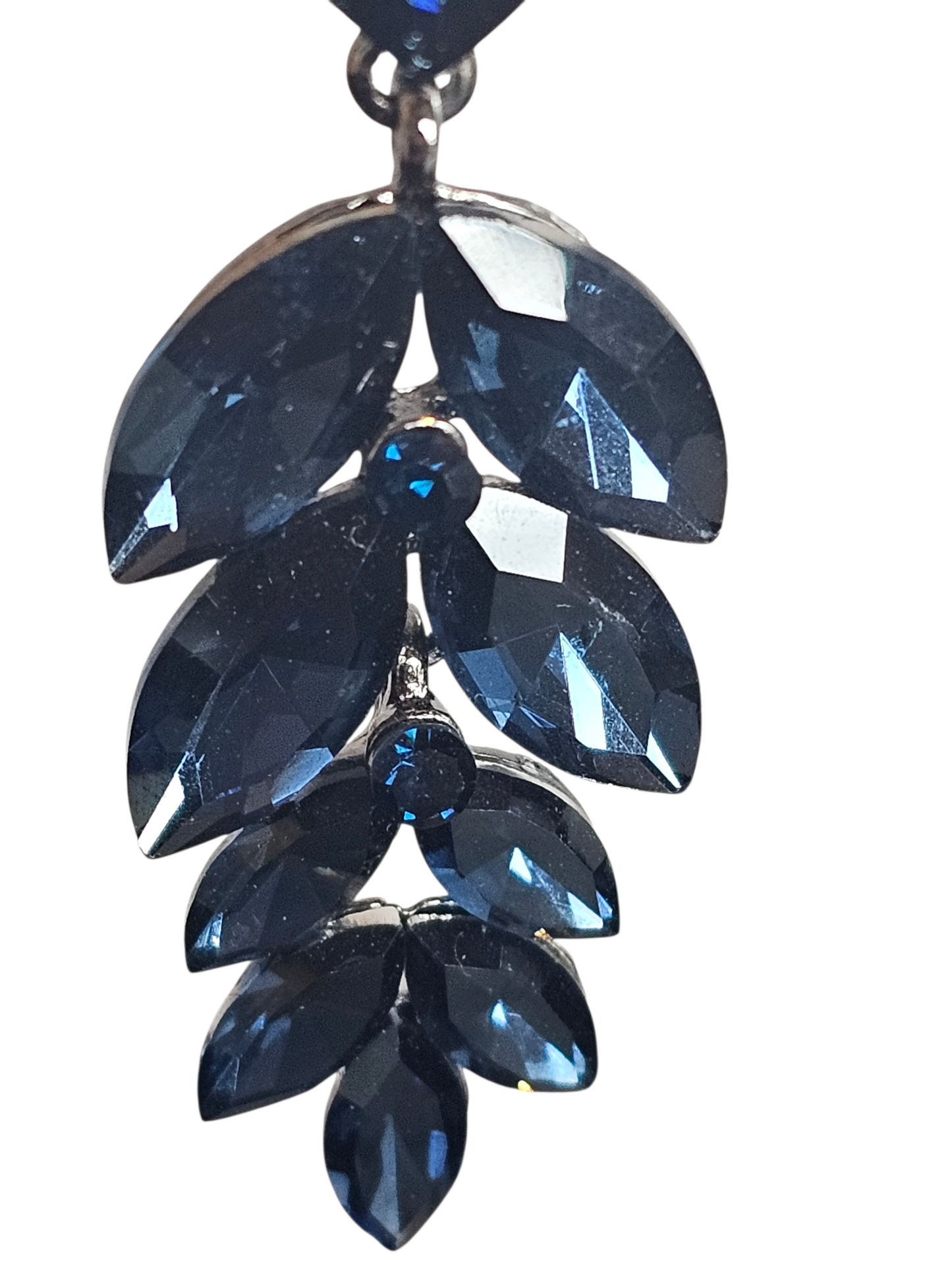 Blue Crystal Leaf Dangle Earring