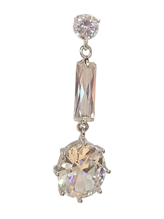 Small Silver Crystal Drop Earring