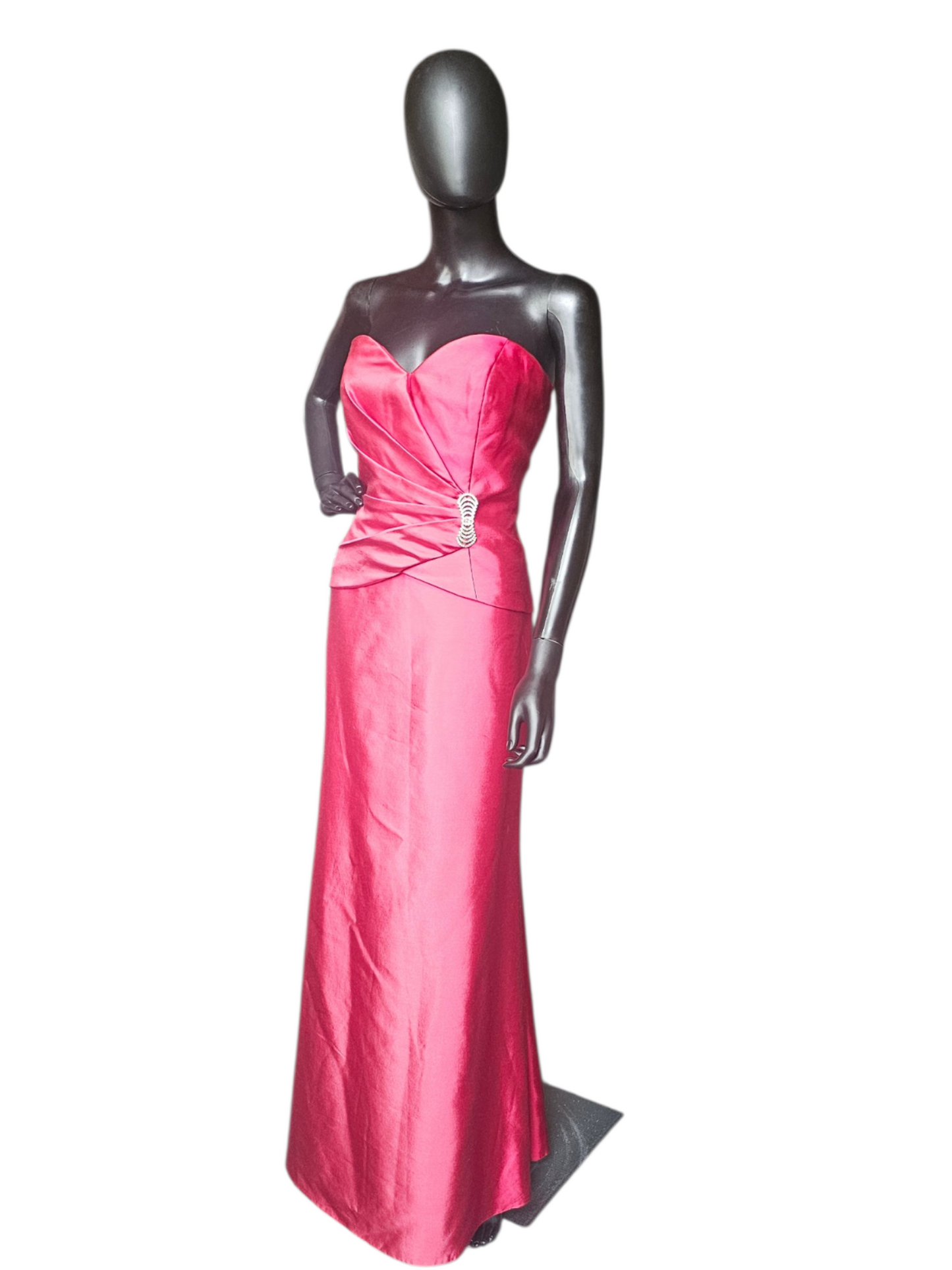 Red Mikado Fit/Flare Mothers Dress W/Cropped Jacket Applica Asymmetrical Sweetheart Strapless Formal Dress - Montage