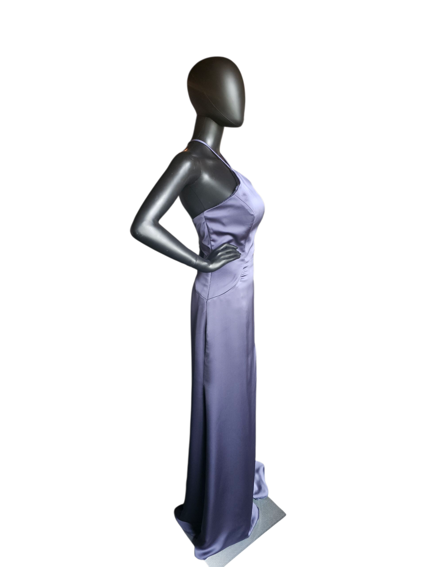 Dusk (Blue) Silky Satin Halter Haxi Bridesmaid Dress - Mori Lee