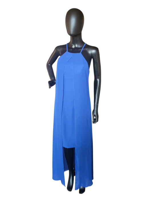 Royal Blue Chiffon Halter Hi/Lo - Da Vinci