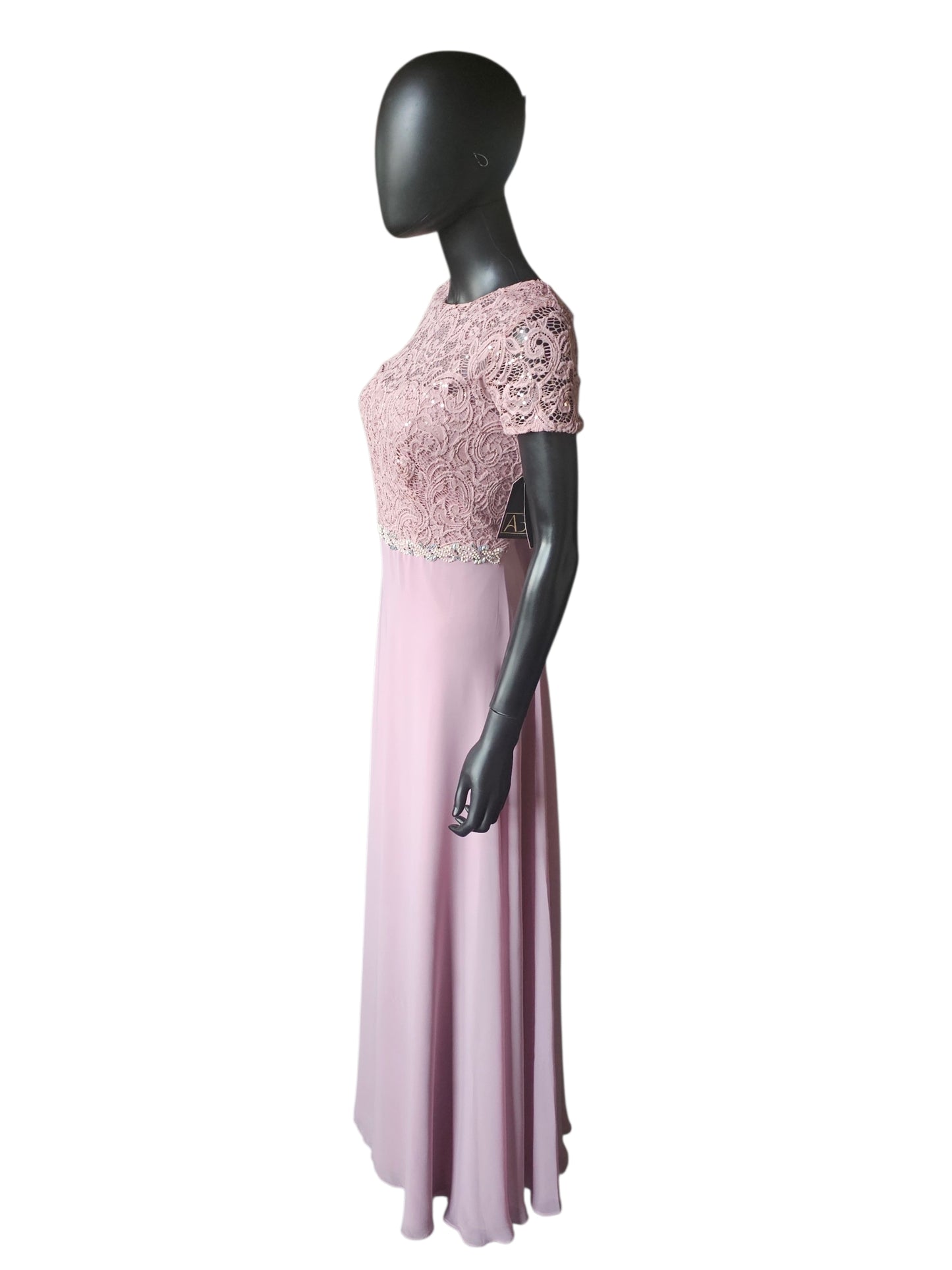 Mauve Beaded Belt/Lace Details - Jackie Jon